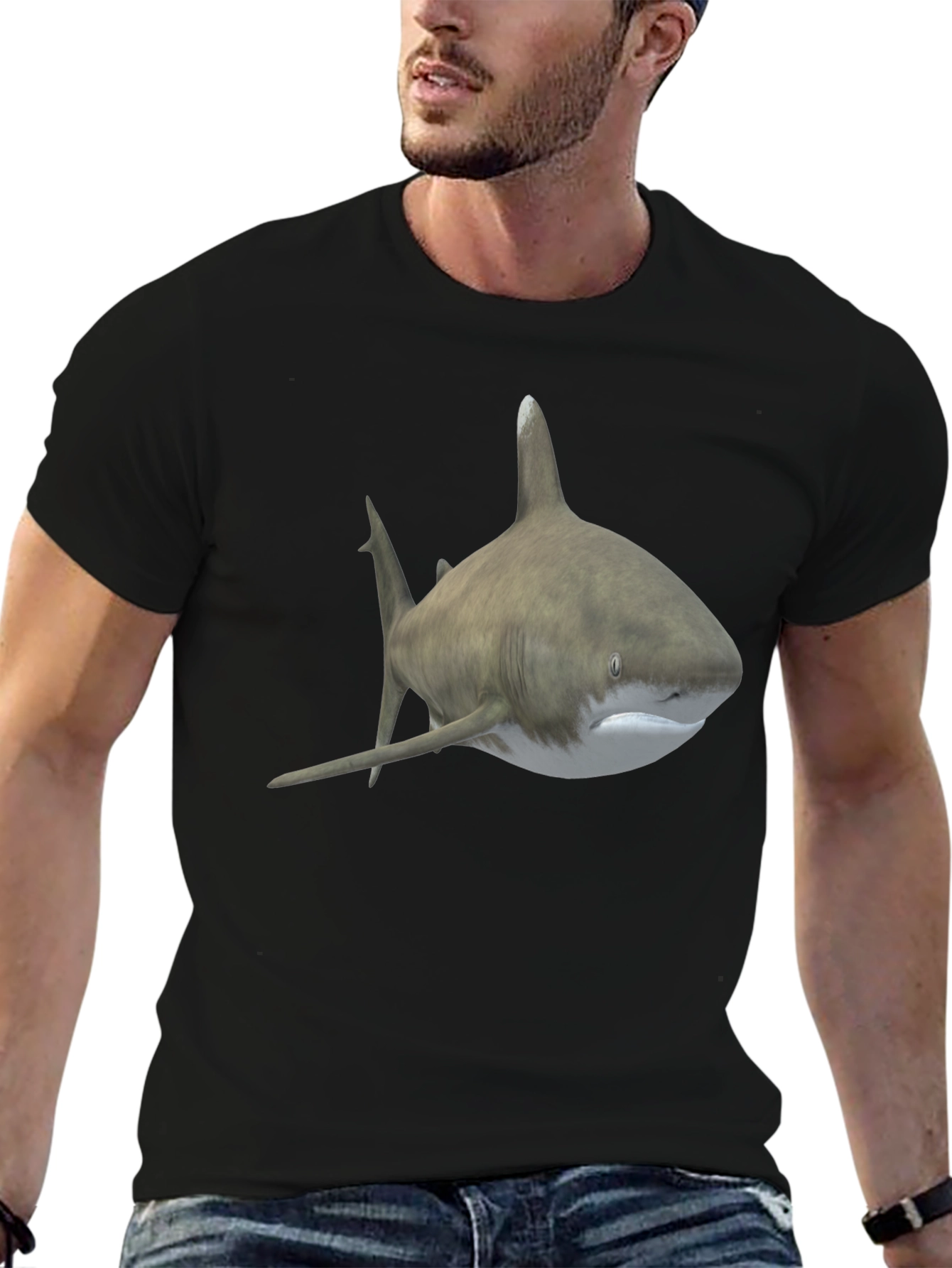 Black Shark Graphic Tee - Men's Black T-Shirt view 6