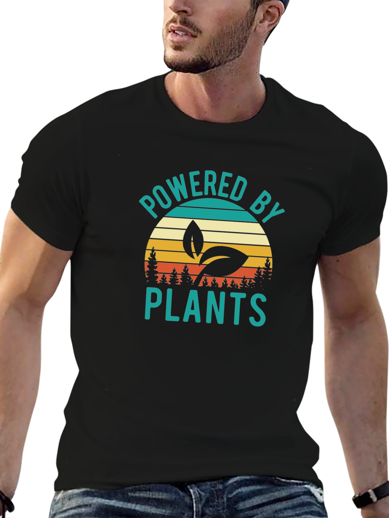 Black Powered By Plants Graphic T-Shirt view 6