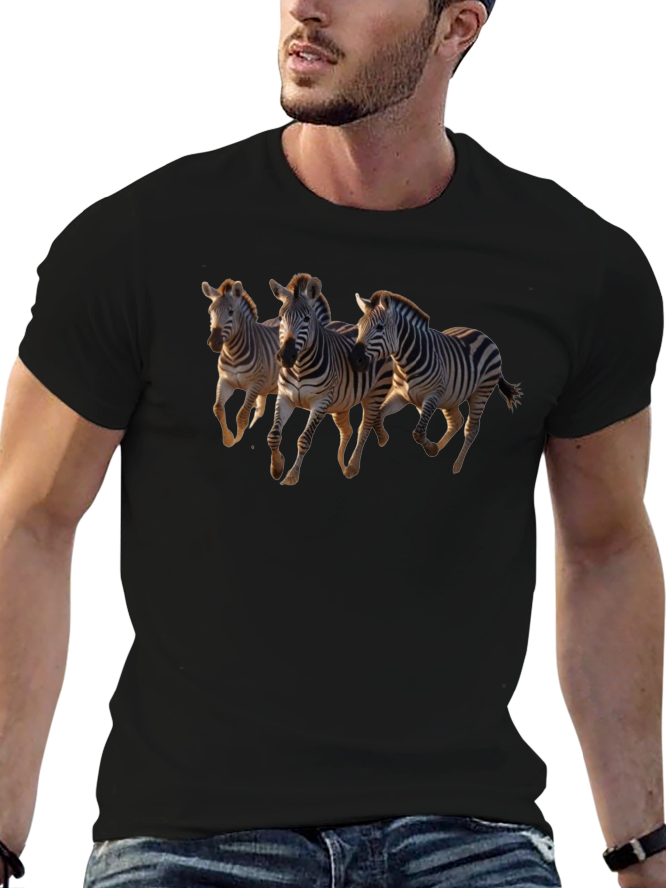 Black Zebra Graphic Tee - Black Crew Neck view 6