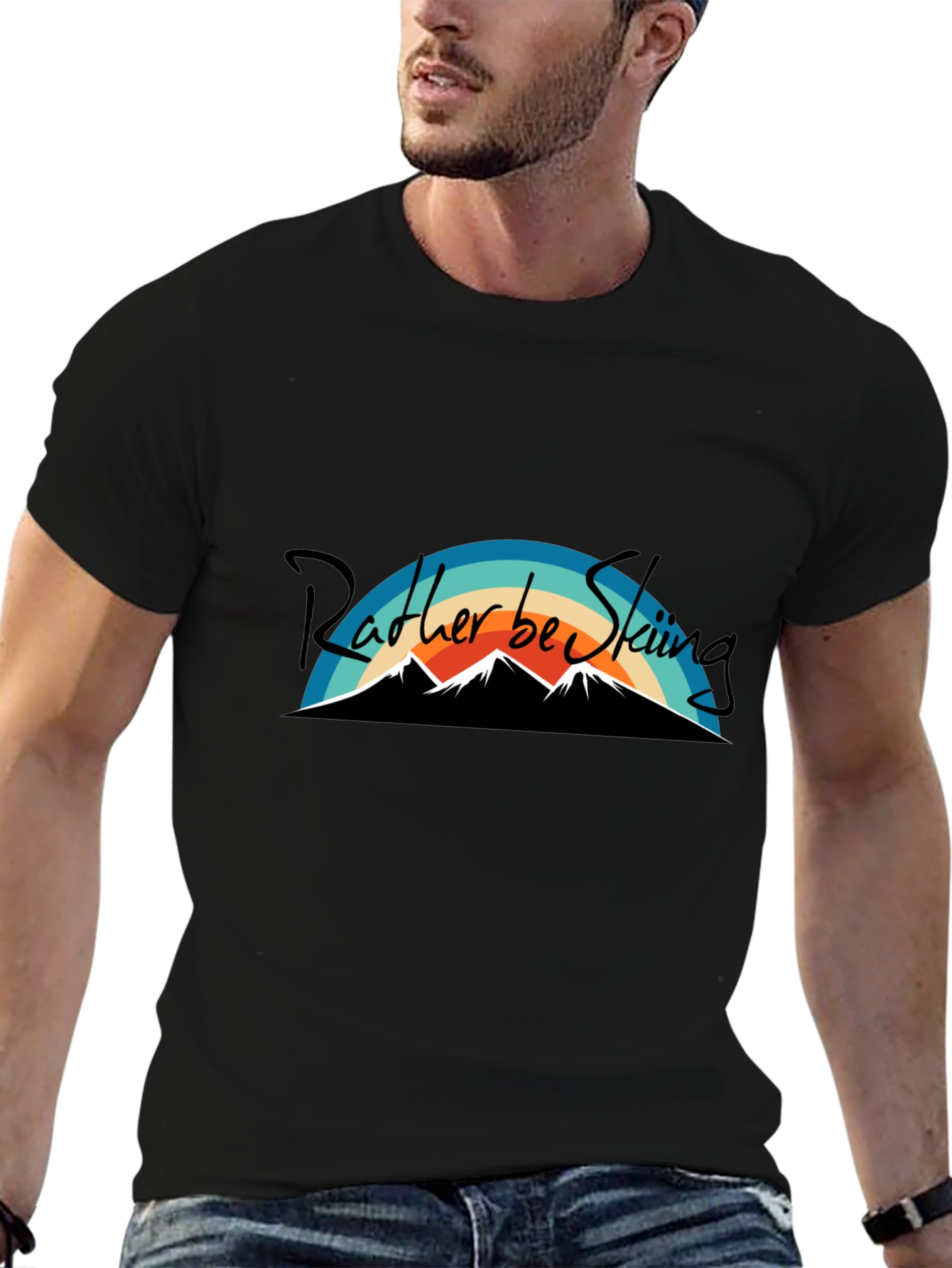 Black Rather Be Skiing Graphic T-Shirt - Black view 6
