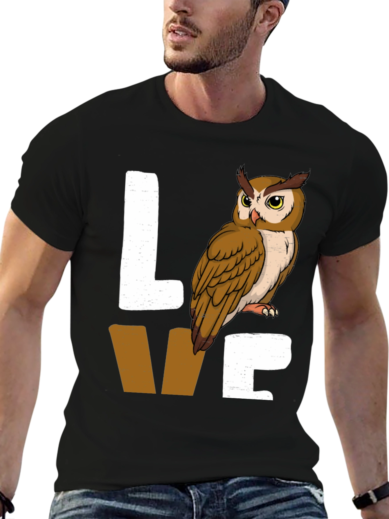 Black Owl Lover Graphic Tee - Black Cotton Blend view 6