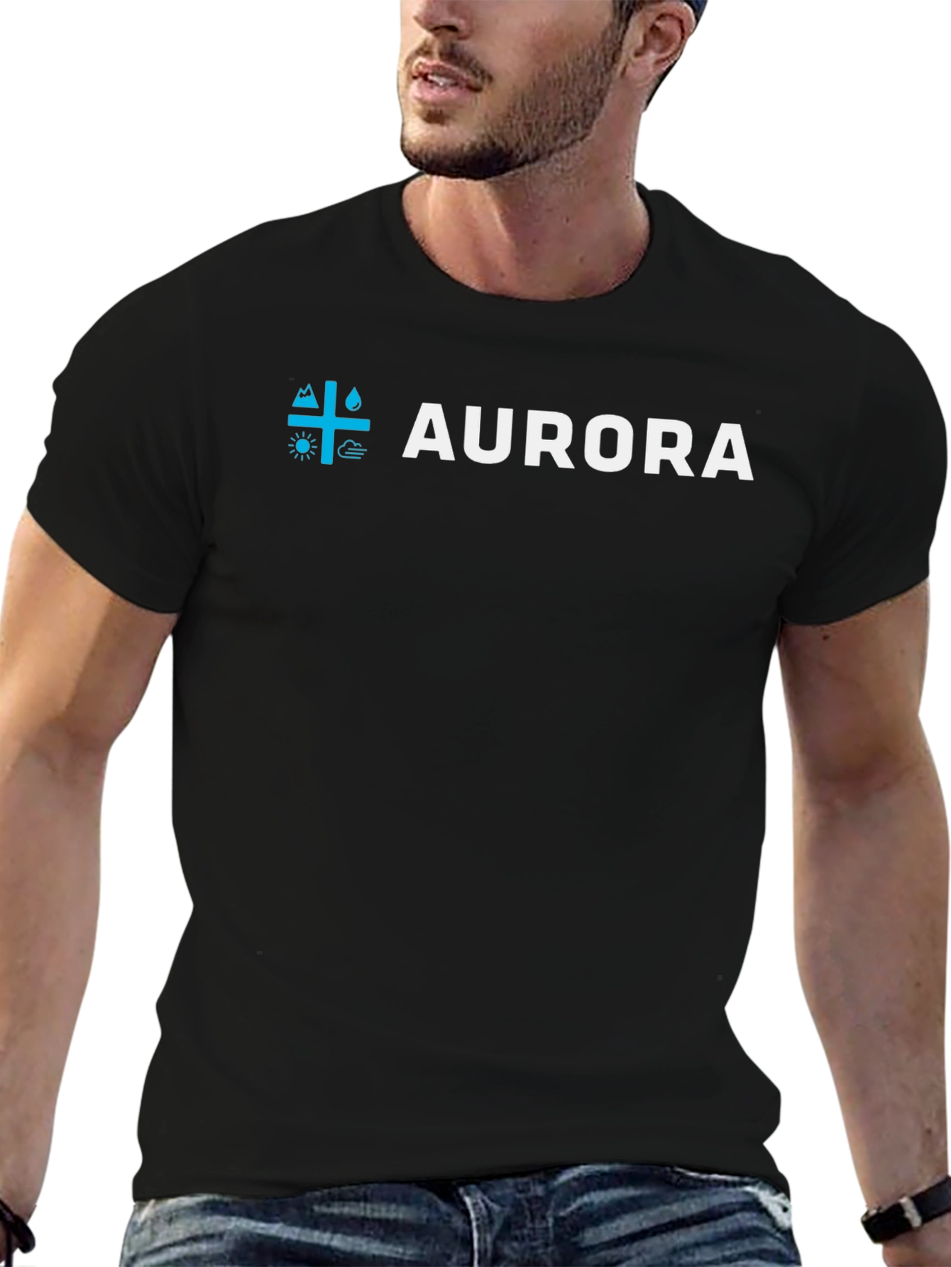 Black Aurora Graphic Print Tee - Stylish Black Cotton Blend view 6