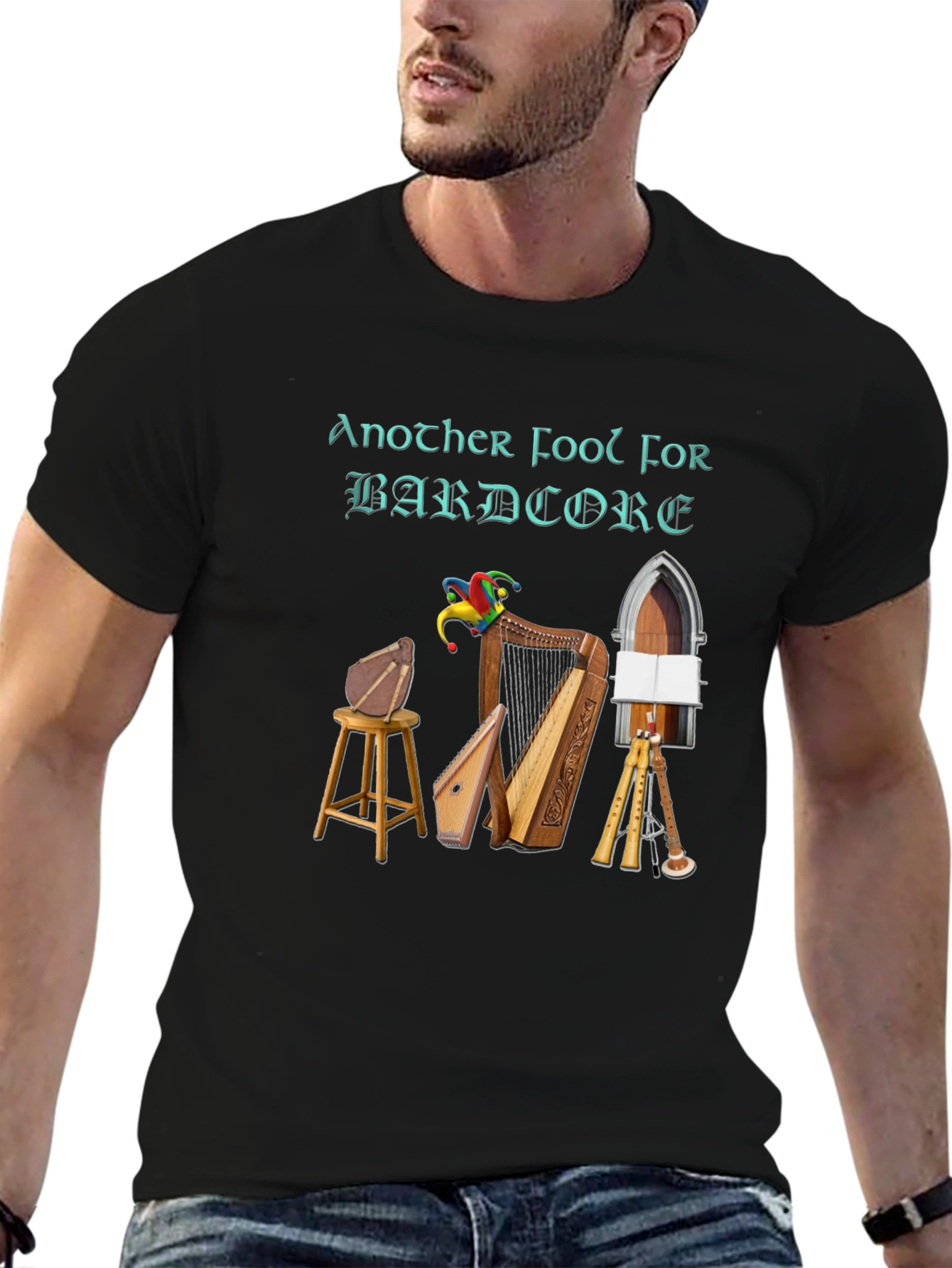Black Bardcore T-Shirt - Another Fool for Bardcore Design view 6