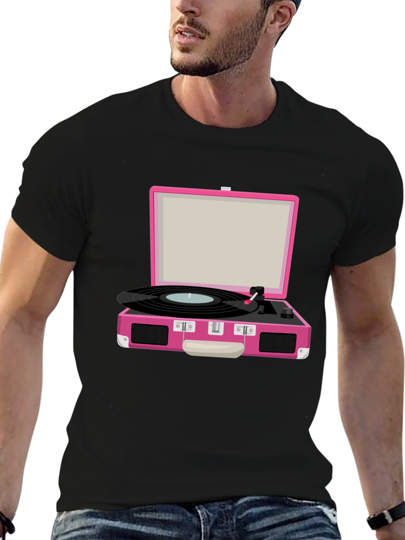 Retro Pink Record Player Graphic Tee - Music Lover T-Shirt - 6