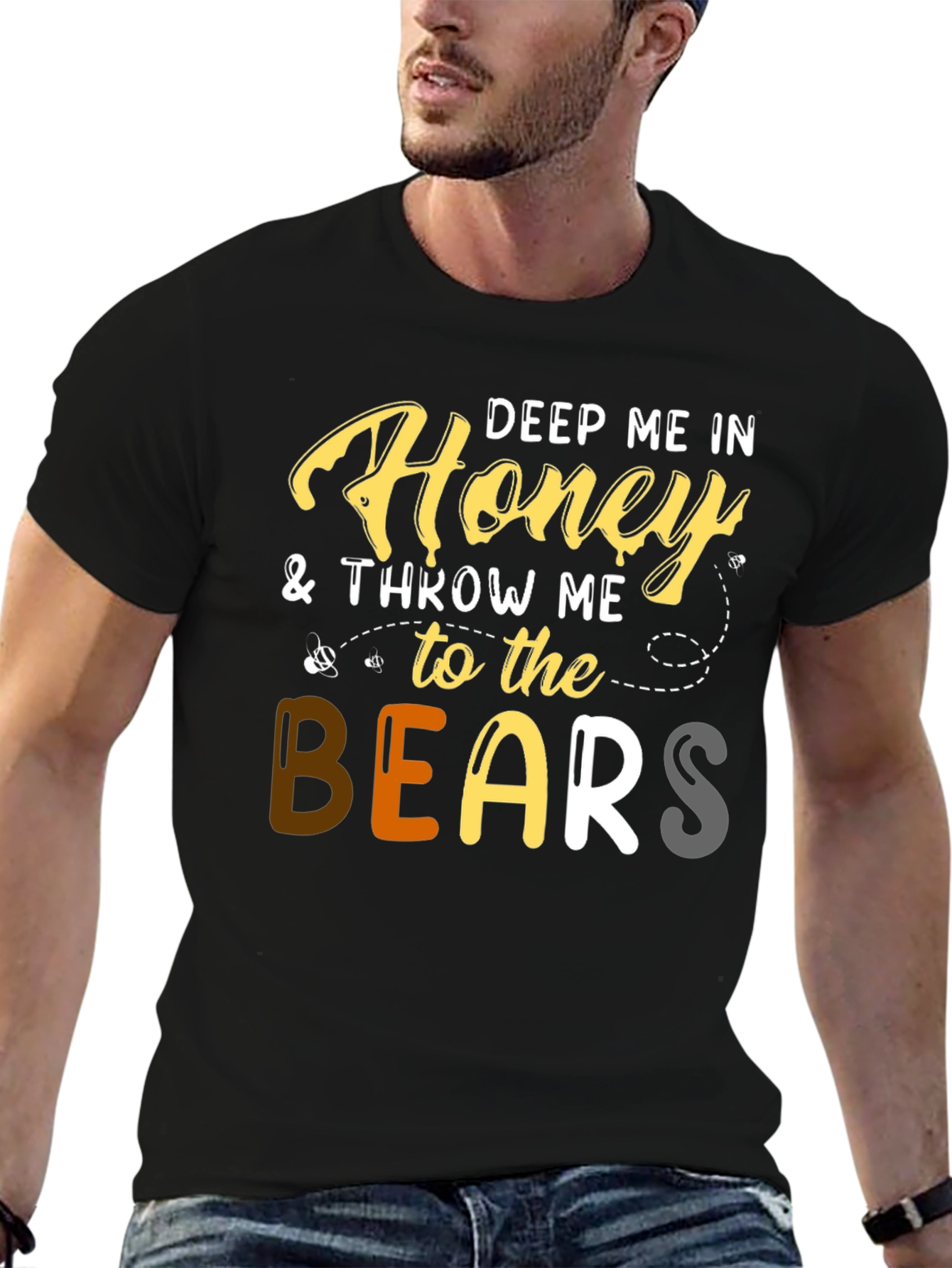 Black Deep Me in Honey Bear Graphic Tee view 6