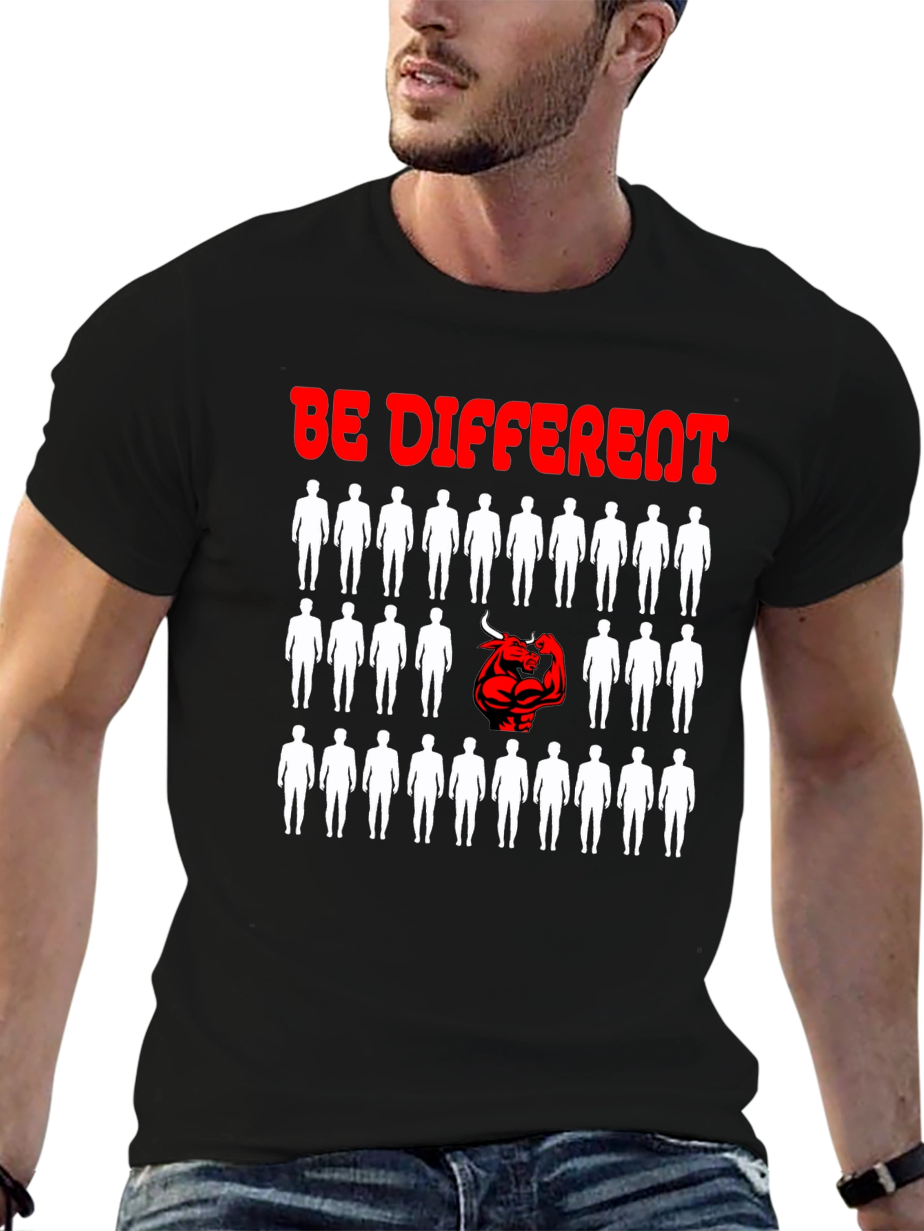 Black Be Different T-Shirt - Unique Graphic Design view 6