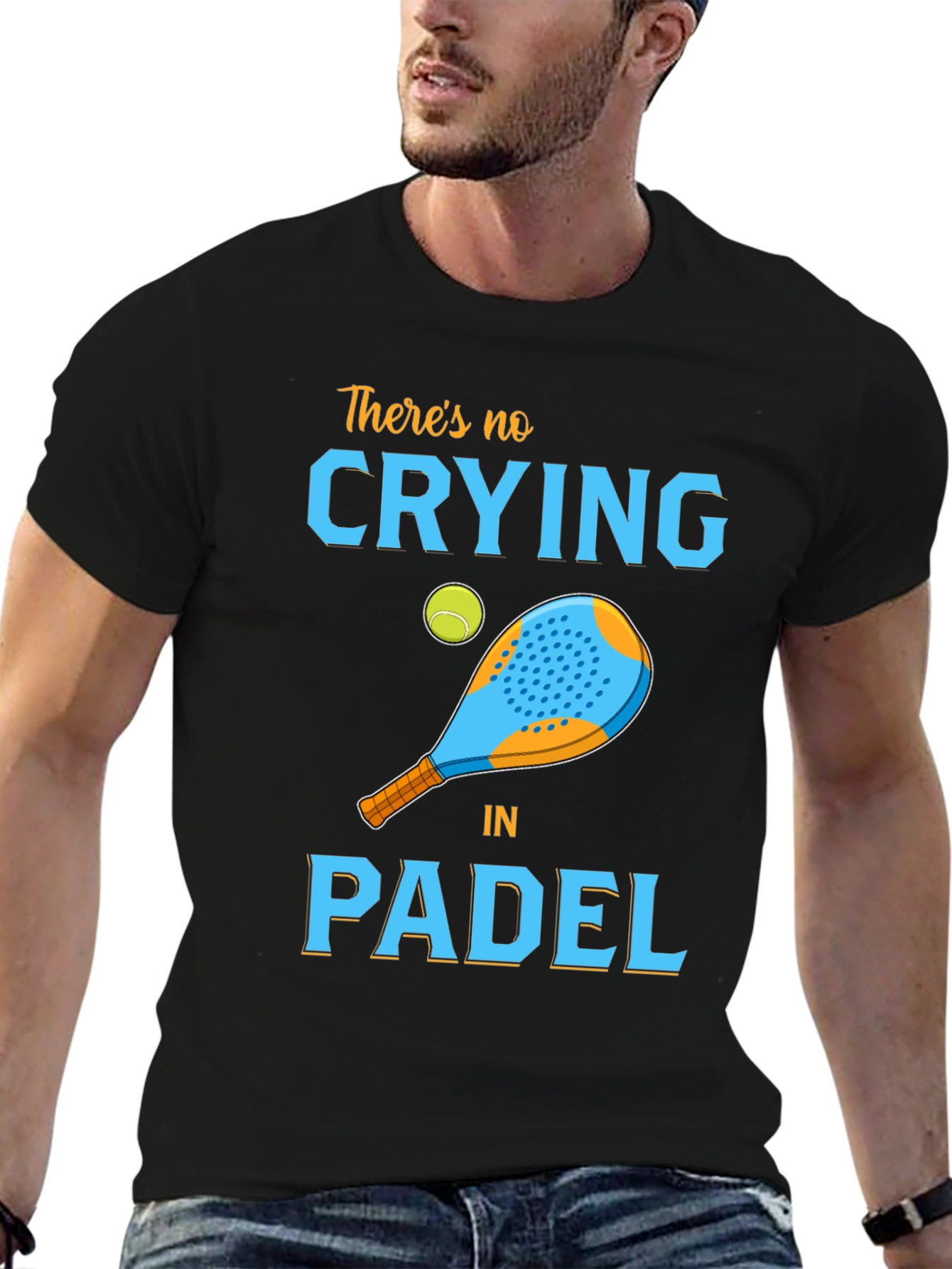 Black Funny Padel T-Shirt - No Crying in Padel view 6