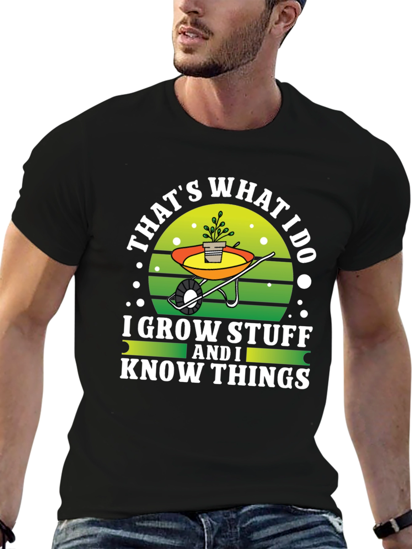 Black Gardener's Tee: I Grow Stuff and I Know Things view 6