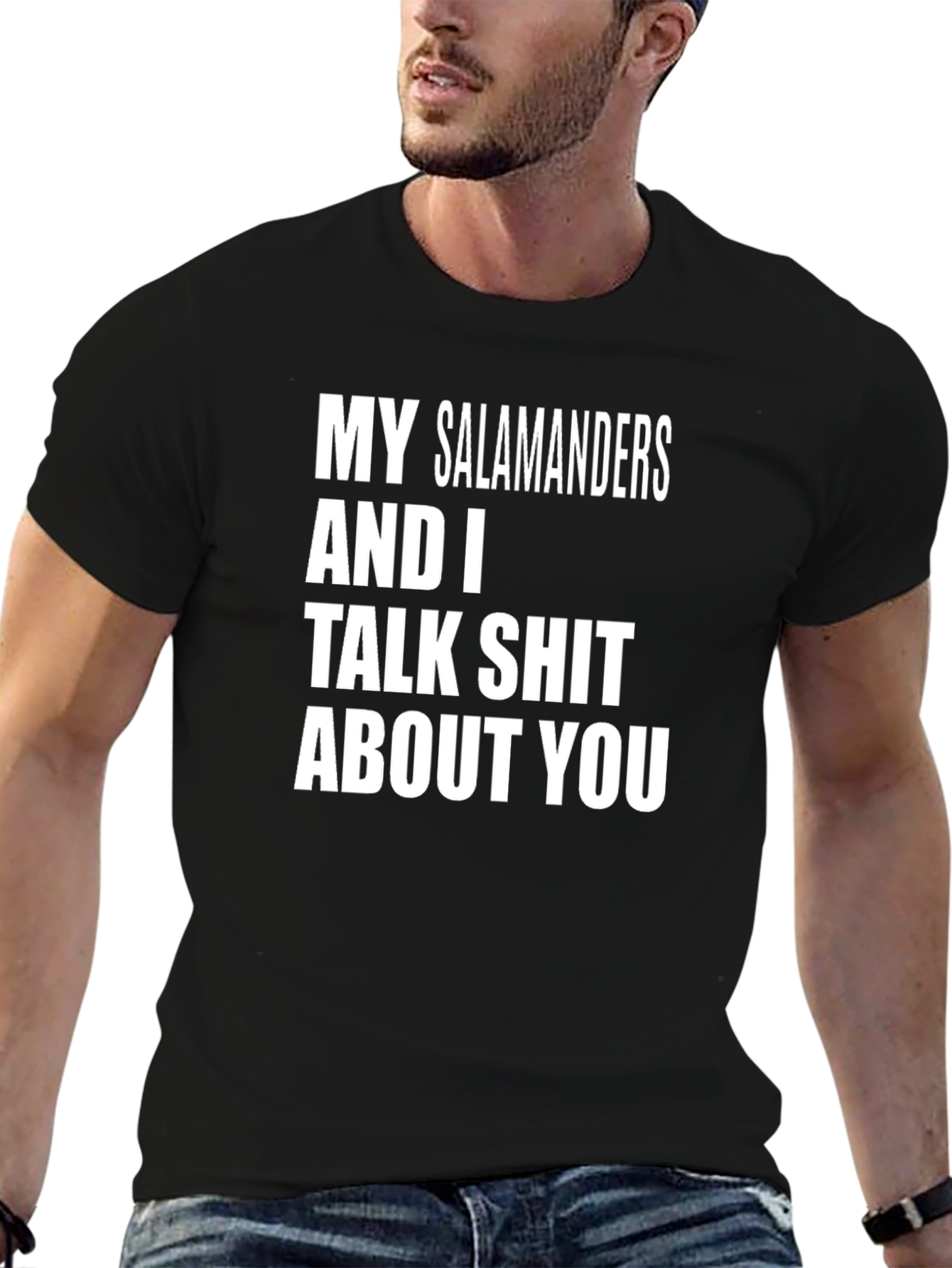 Black Funny Salamander Graphic Tee - Sarcastic Statement T-Shirt view 6