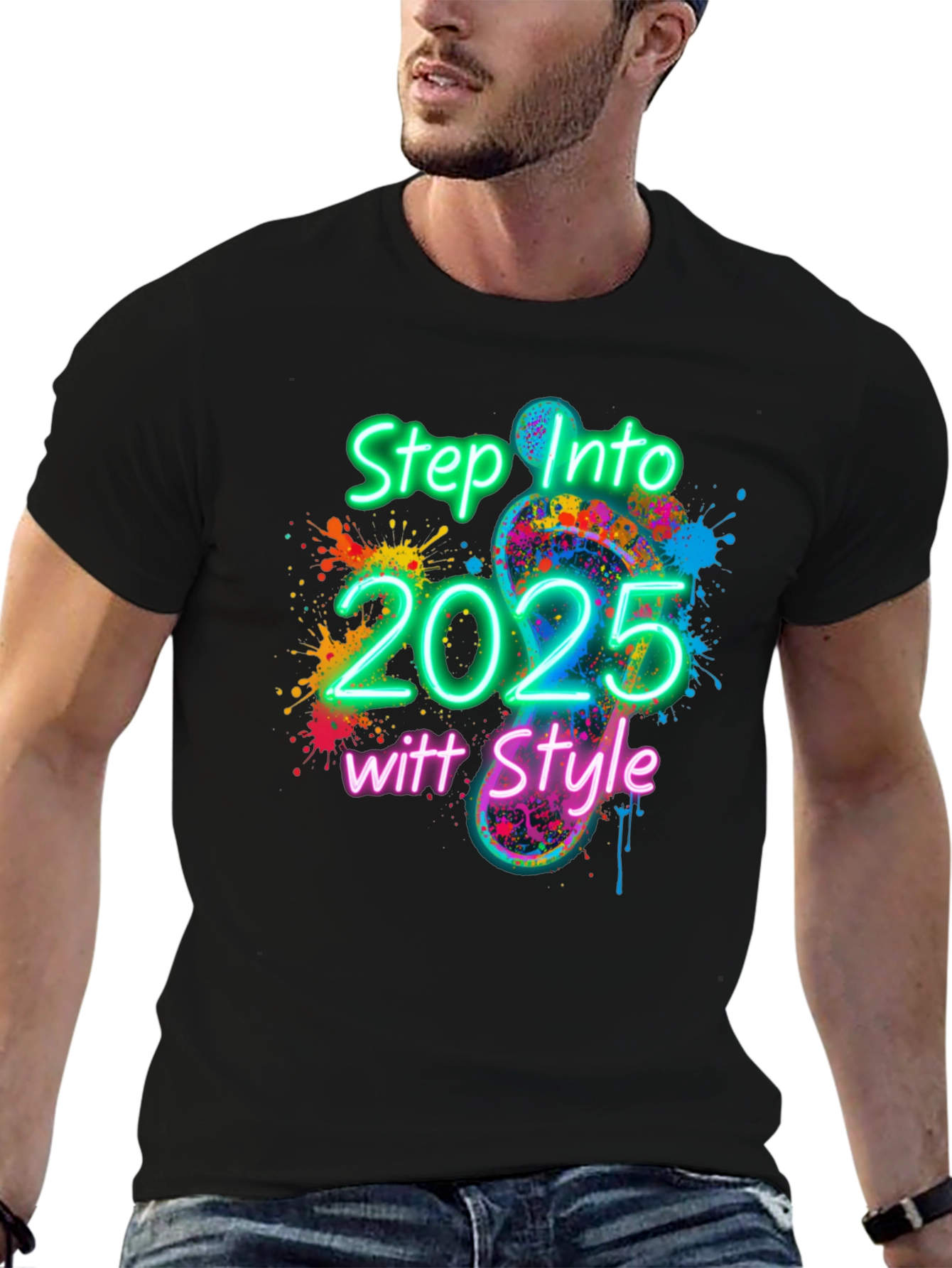 Black Step Into 2025 with Style T-Shirt view 6