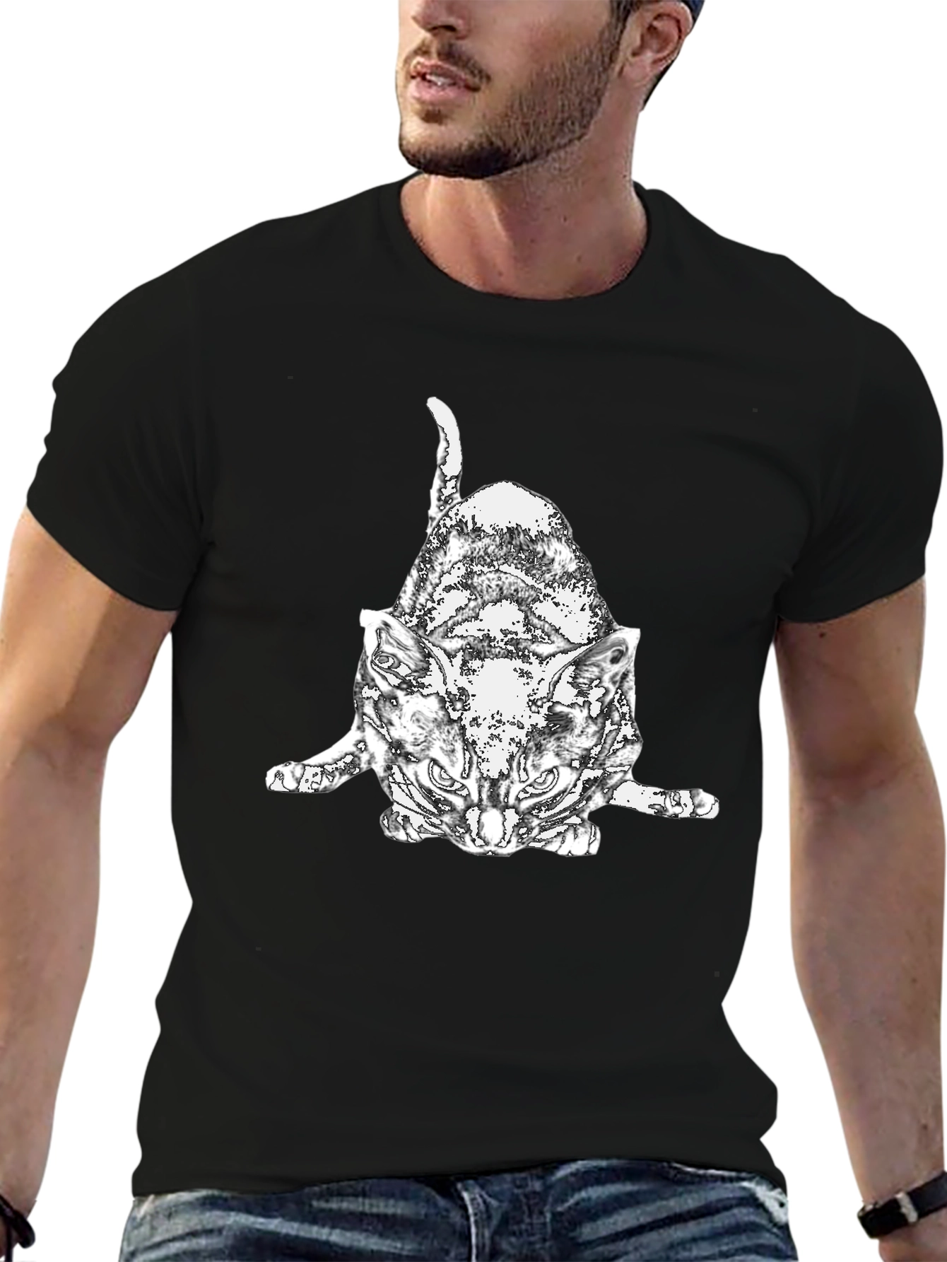 Black Cool Cat Graphic T-Shirt - Black view 6