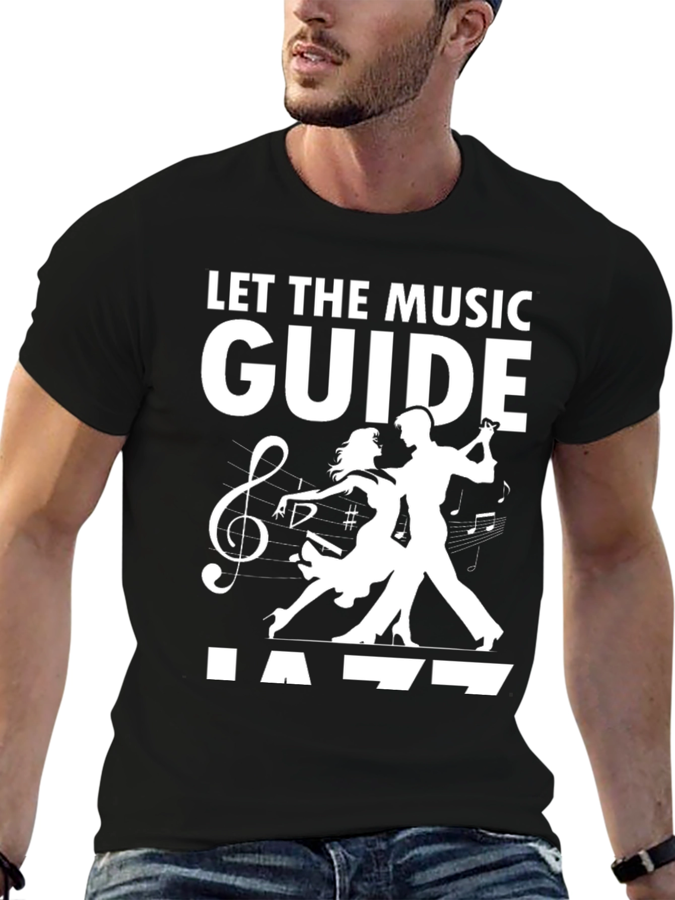 Black Let the Music Guide Jazz Black T-Shirt view 6