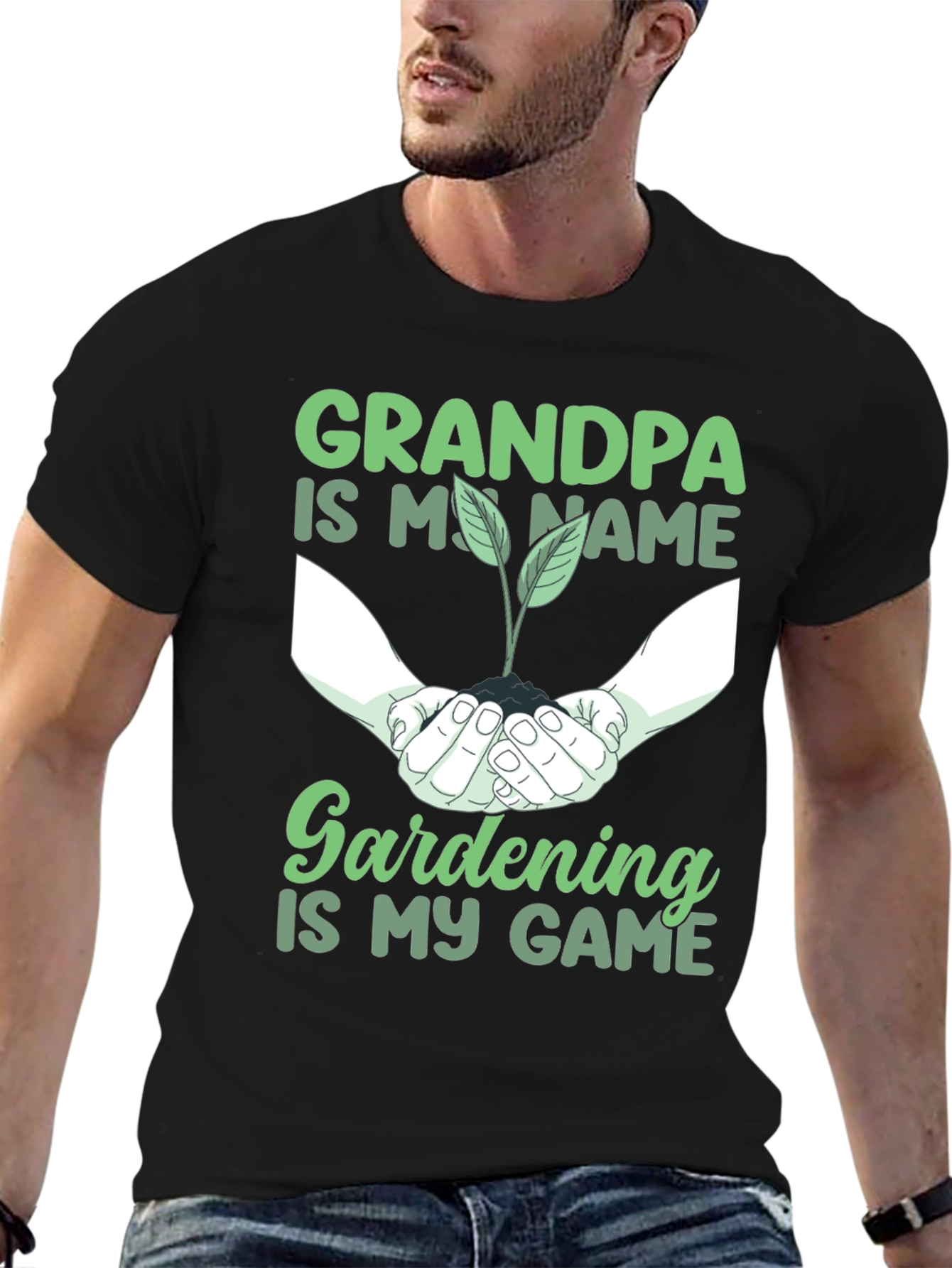 Black Grandpa Gardening T-Shirt view 6