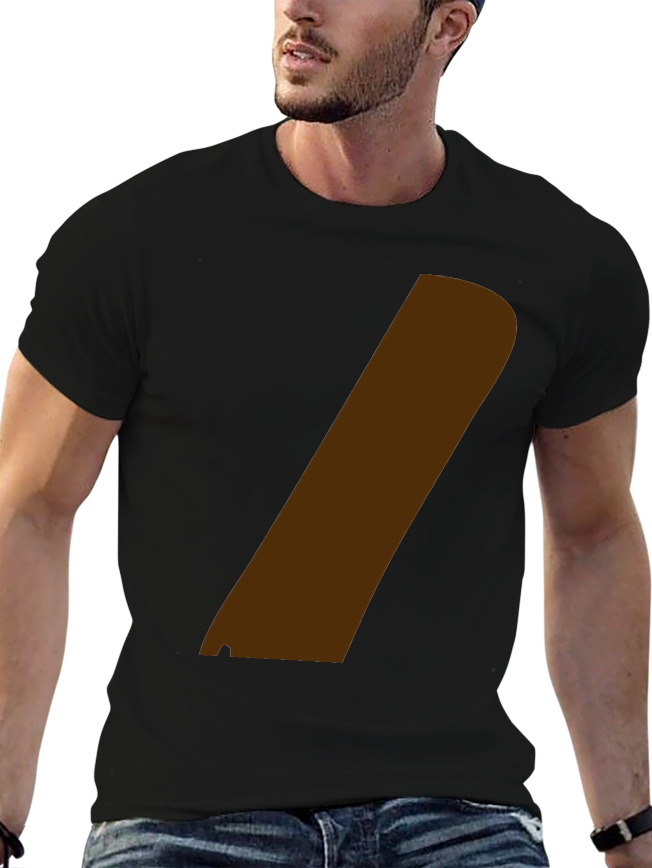 Black Modern Graphic Tee - Black with Brown Stripe view 6
