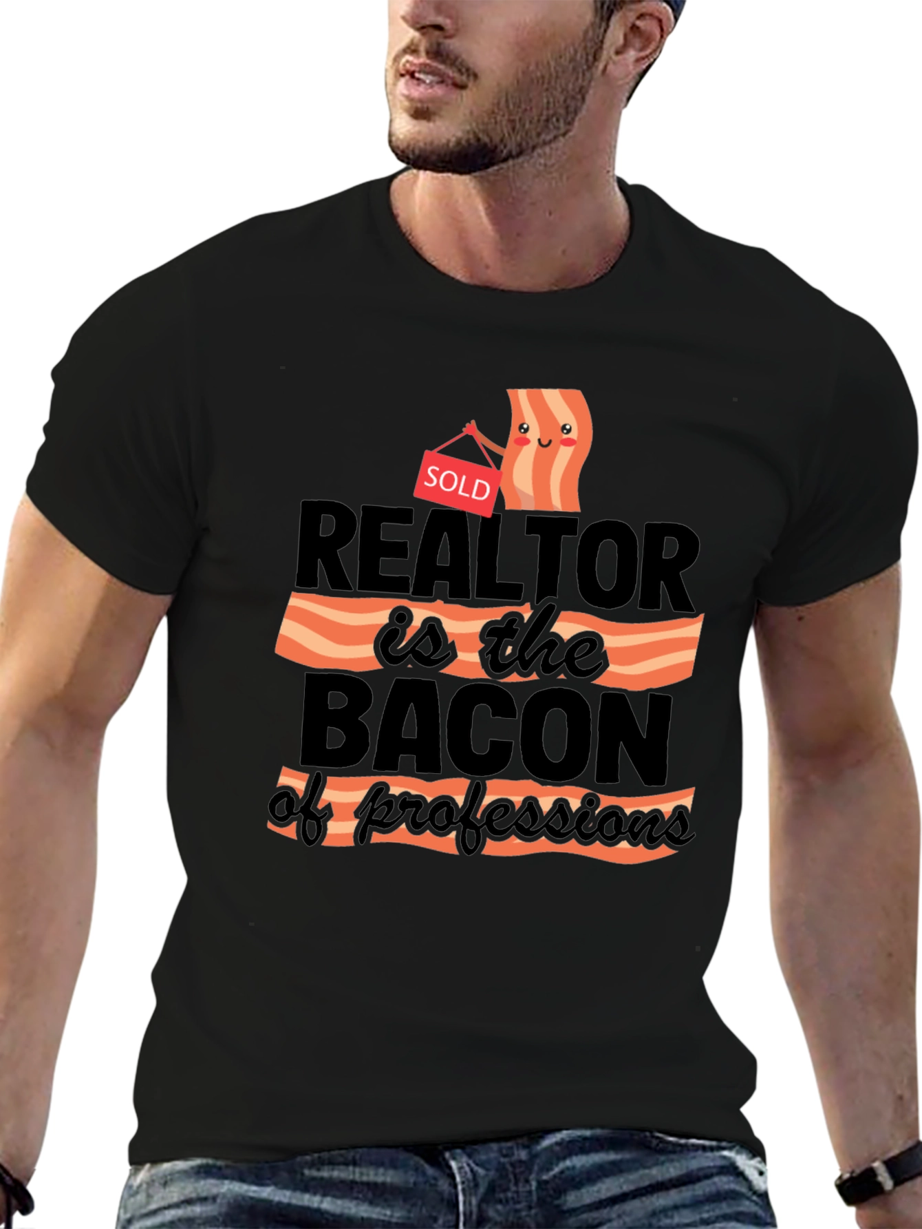 Black Realtor Bacon of Professions T-Shirt view 6