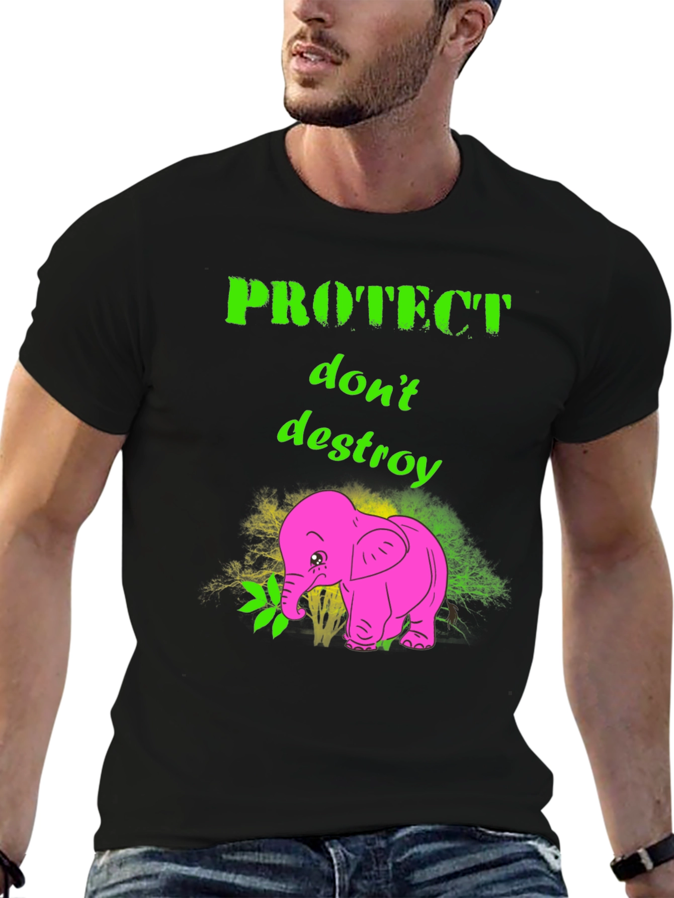 Black Protect Don't Destroy Graphic T-Shirt view 6
