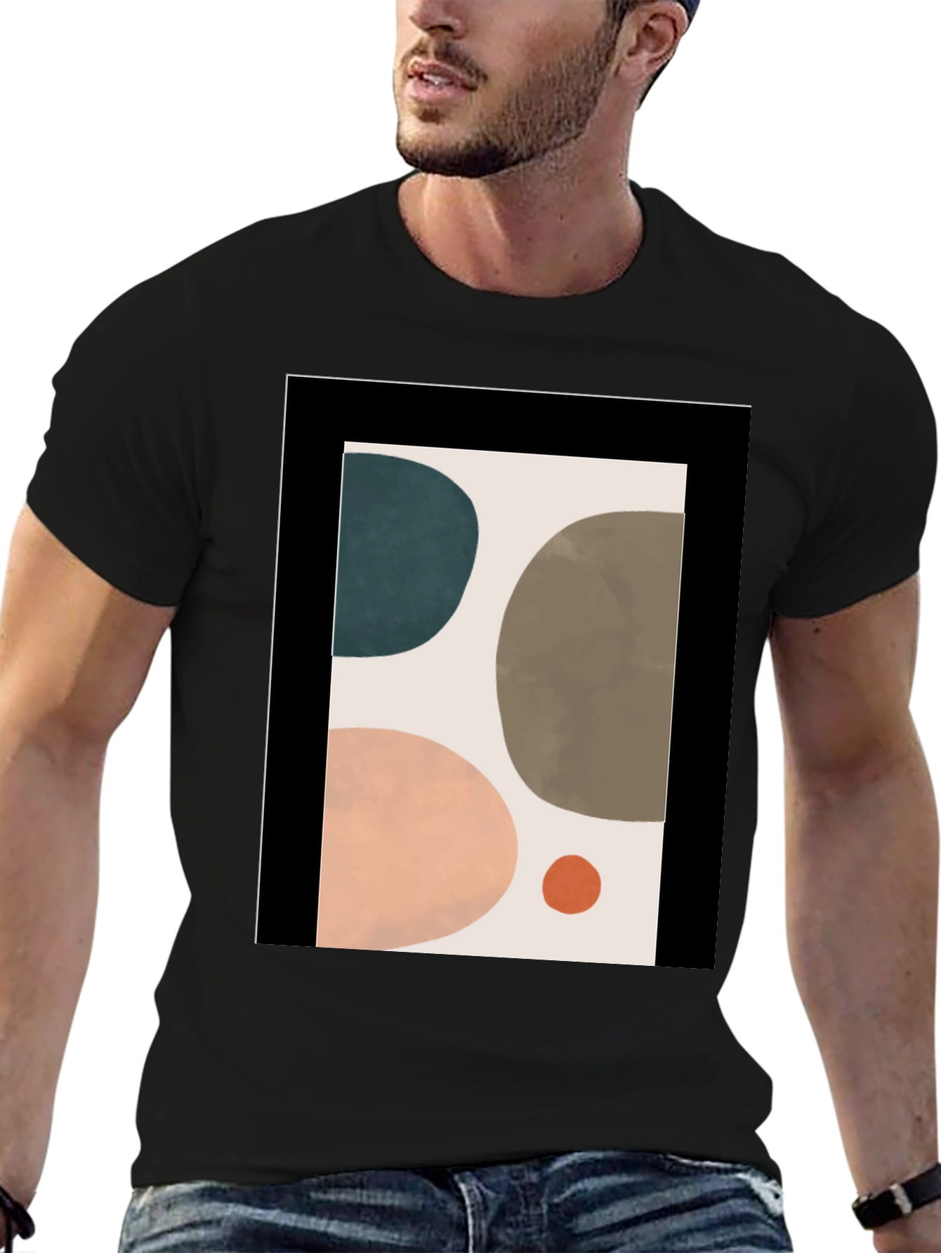 Black Abstract Art T-Shirt - Modern Design Tee view 6