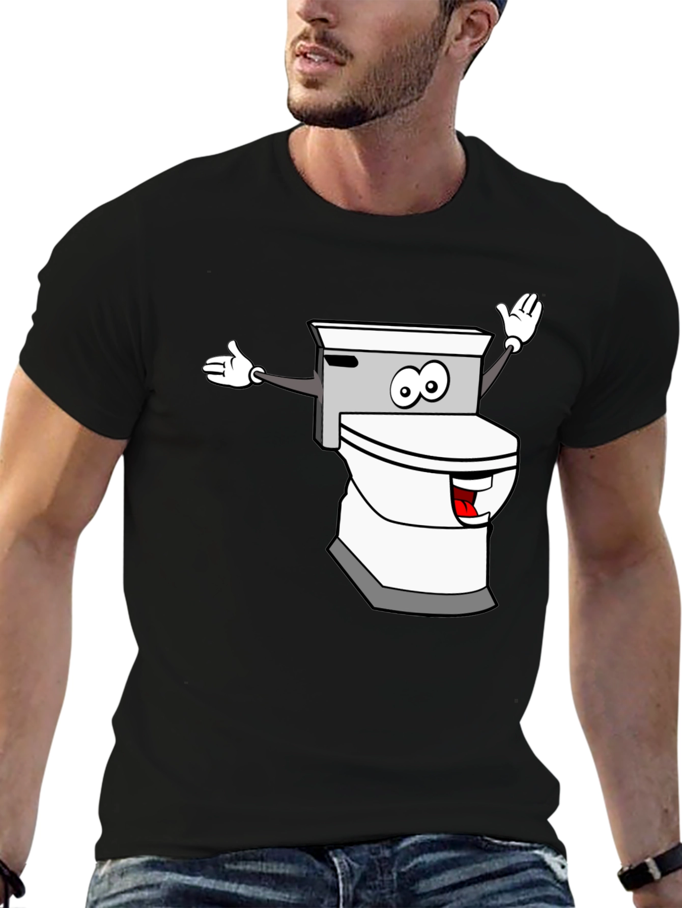 Black Toilet Humor Graphic T-Shirt view 6
