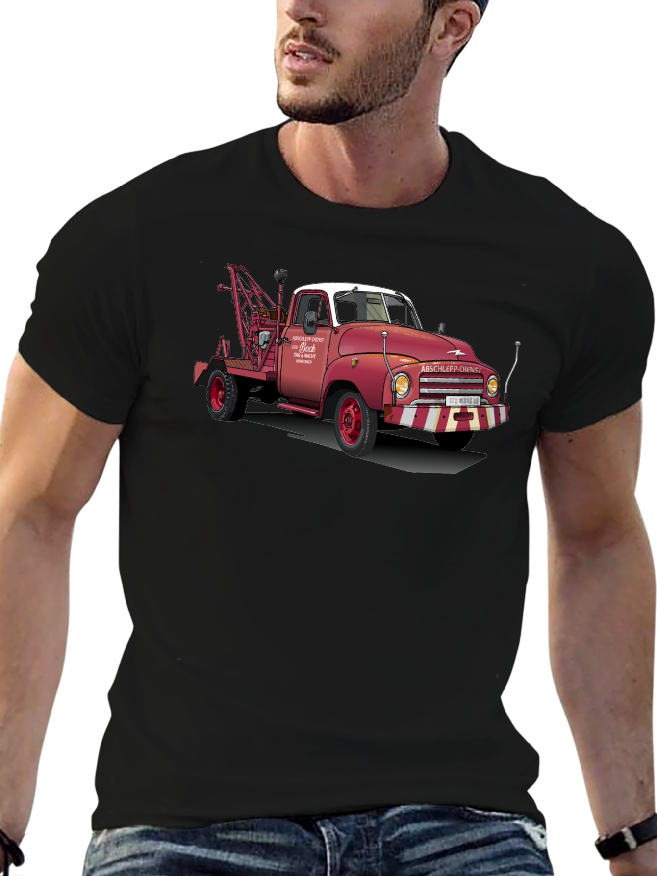 Black Vintage Tow Truck Graphic Tee view 6