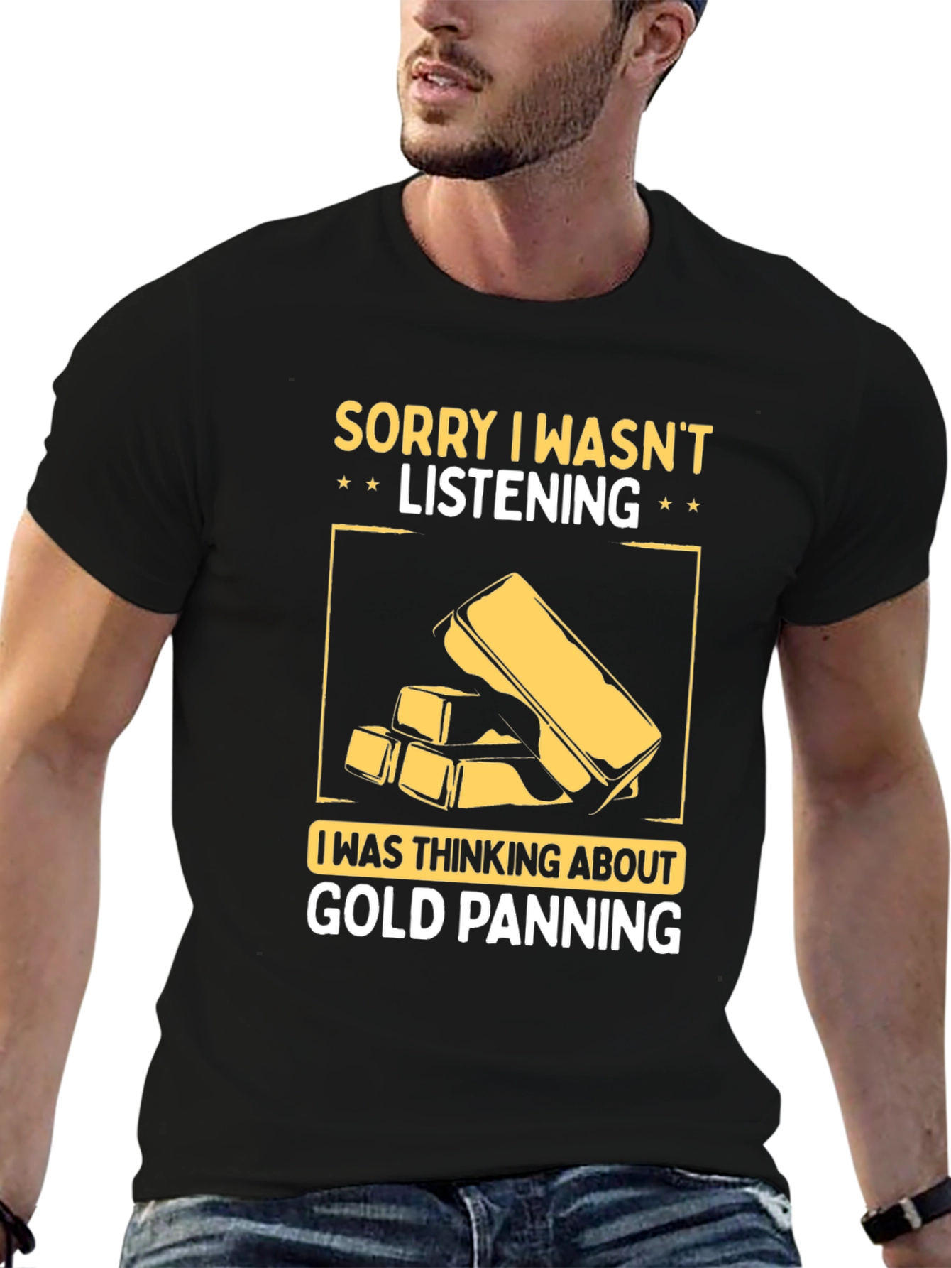 Black Gold Panning T-Shirt - Sorry Wasn't Listening view 6