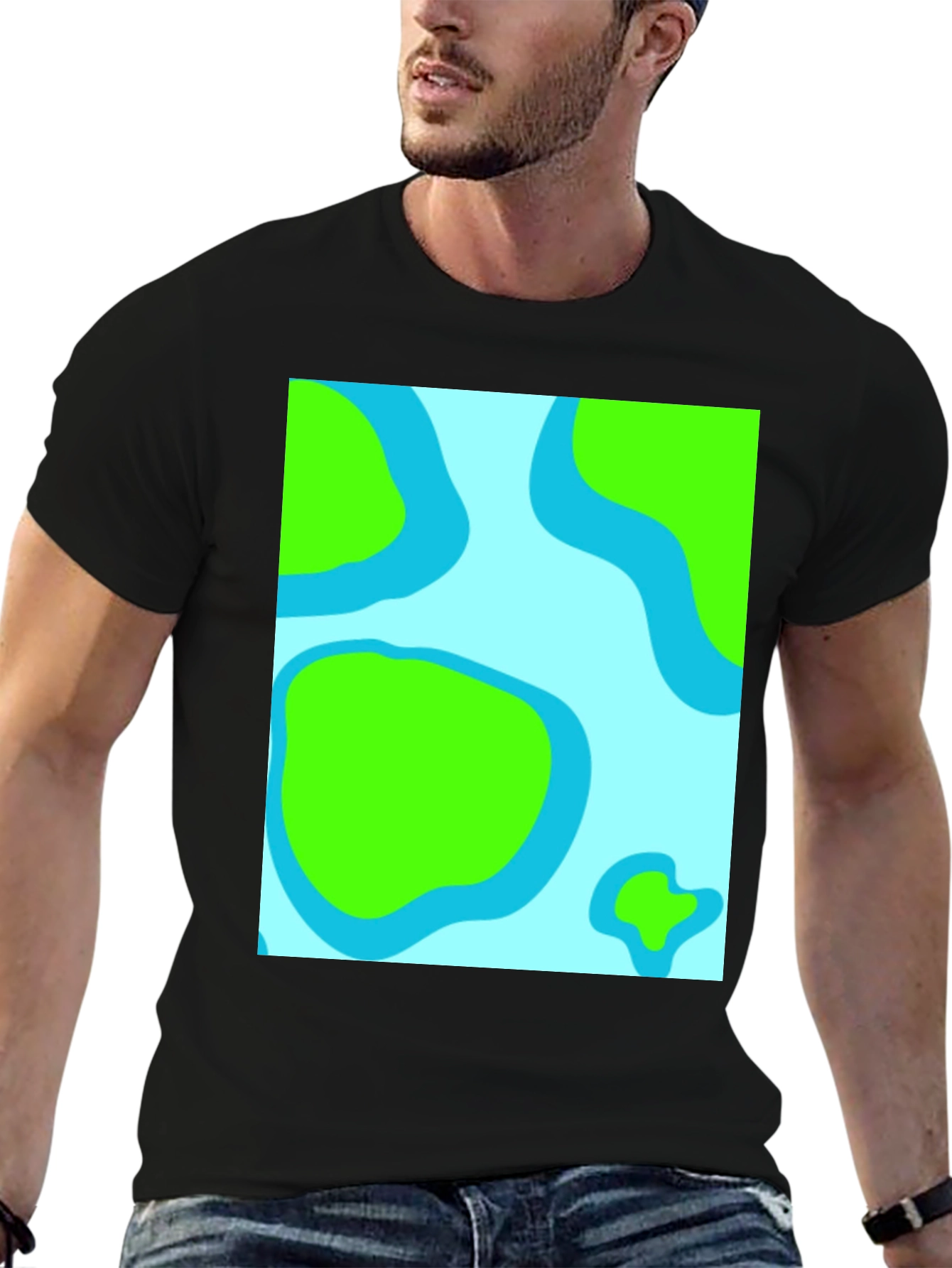 Black Abstract Land & Water Graphic Tee - Black view 6