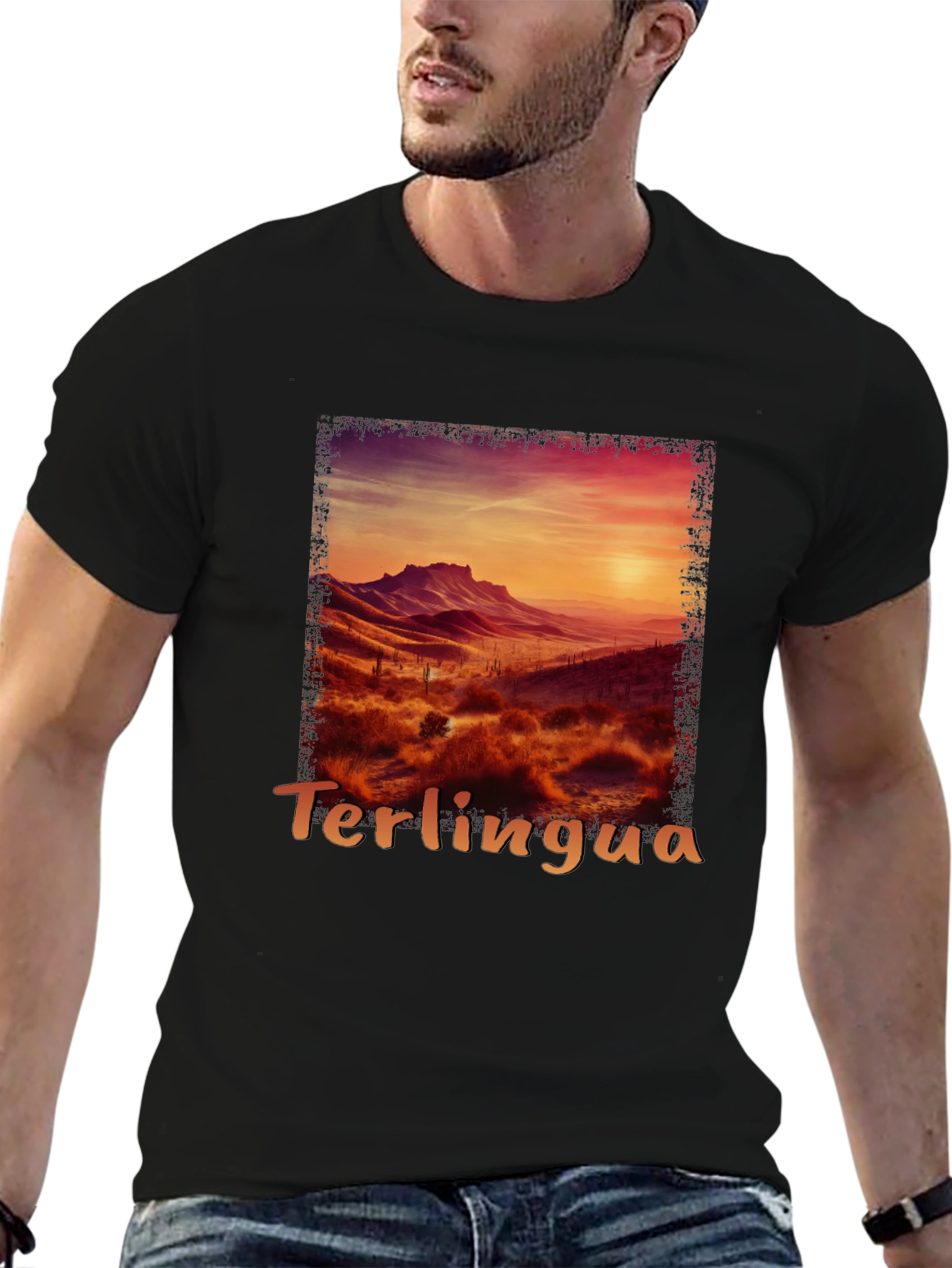 Black Terlingua Sunset Graphic Tee - Desert Scene Shirt view 6