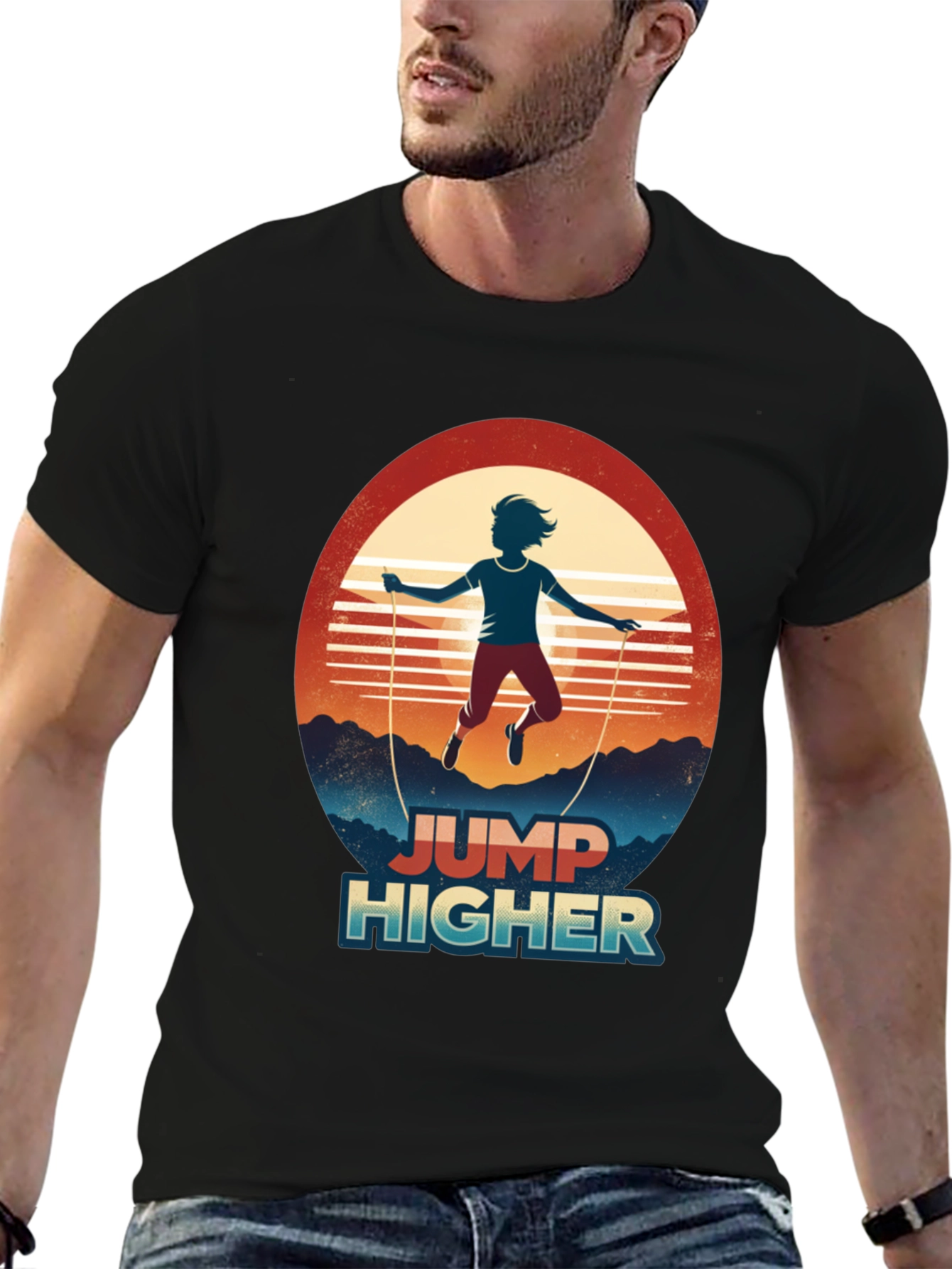 Black Jump Higher Graphic Tee - Retro Style view 6