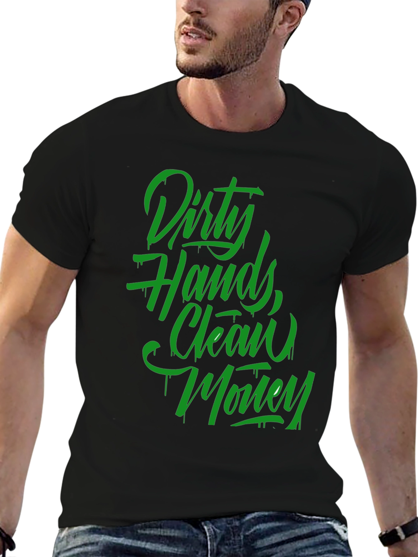 Black Dirty Hands, Clean Money Graphic T-Shirt view 6