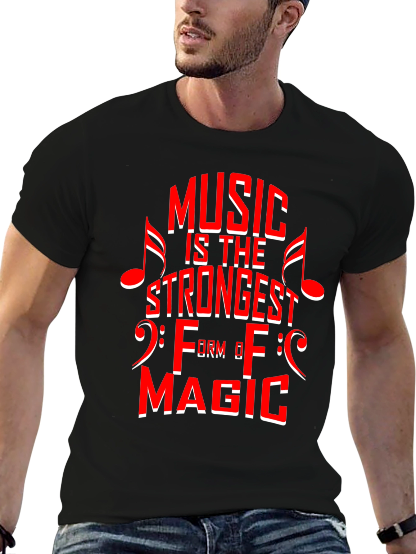 Black Music is Magic Graphic Tee - Black Cotton T-Shirt view 6
