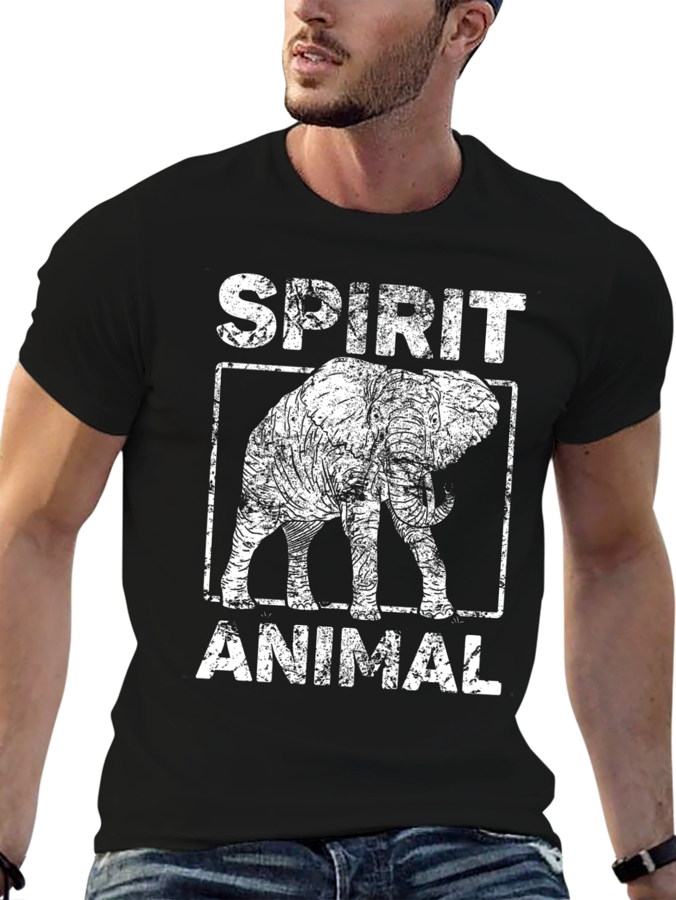 Black Spirit Animal Elephant Graphic Tee - Black view 6