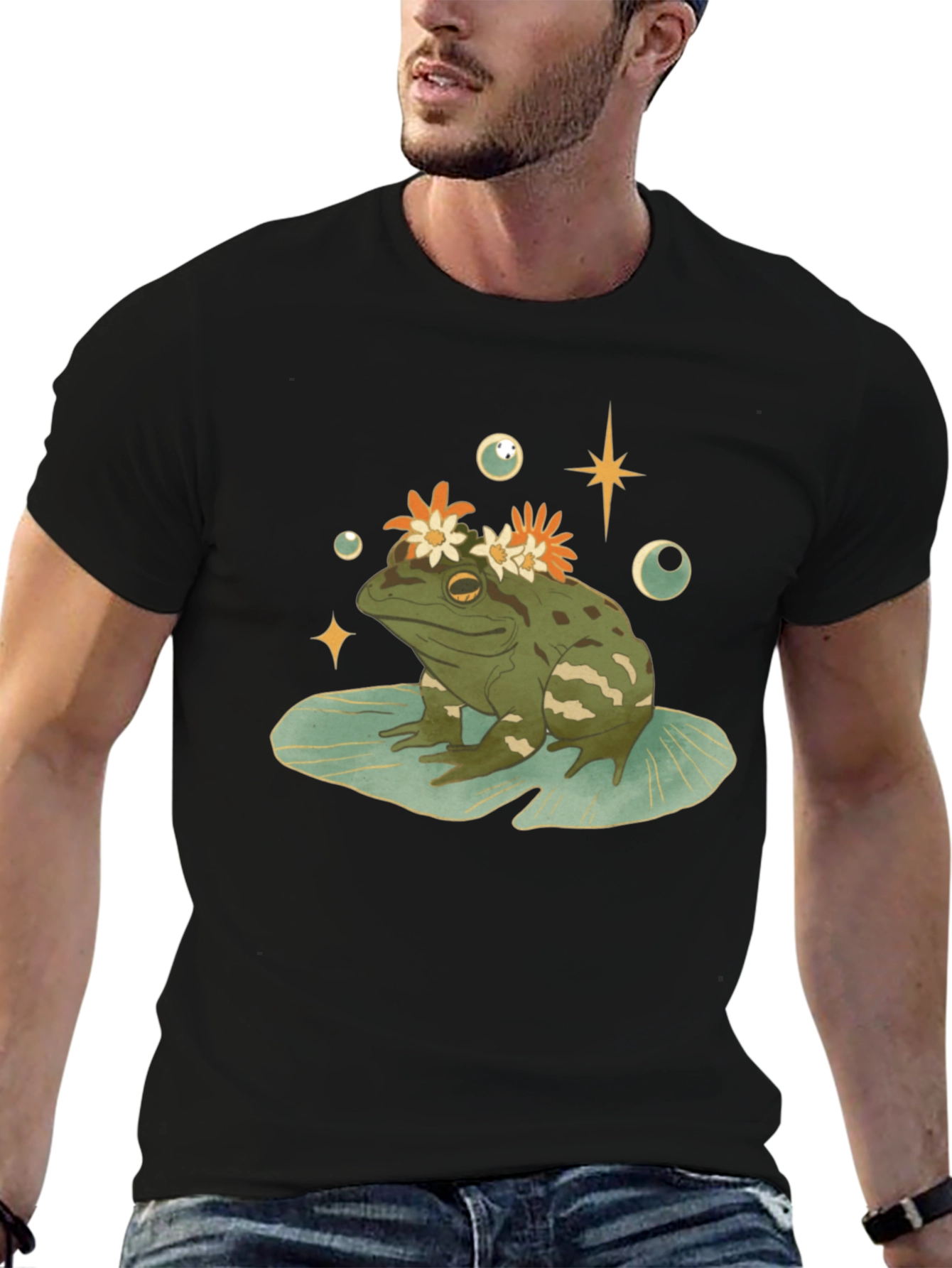 Frog With Flowers Graphic T-Shirt - 6