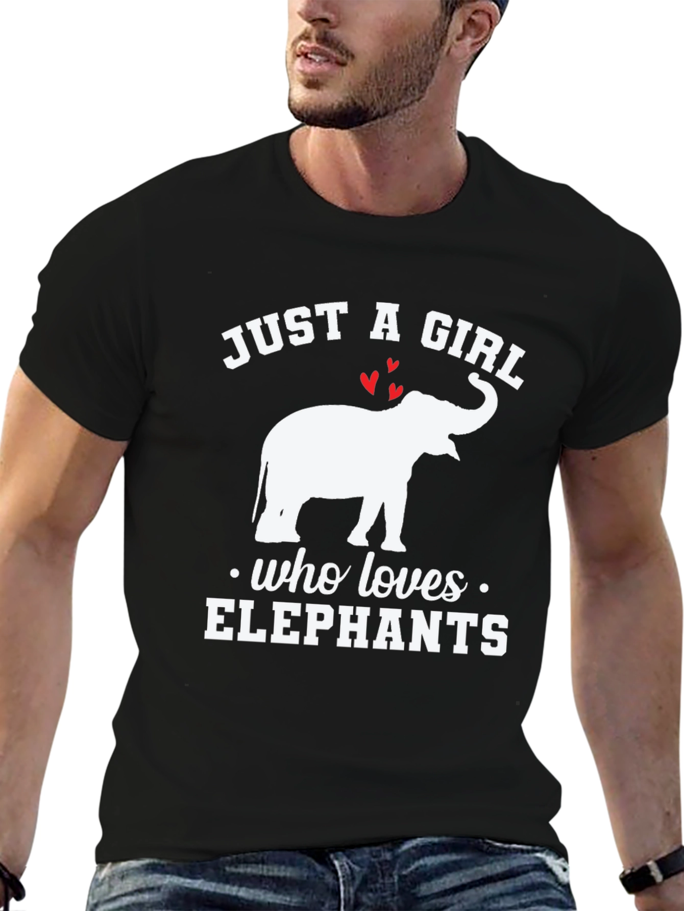 Black Just A Girl Who Loves Elephants T-Shirt view 6
