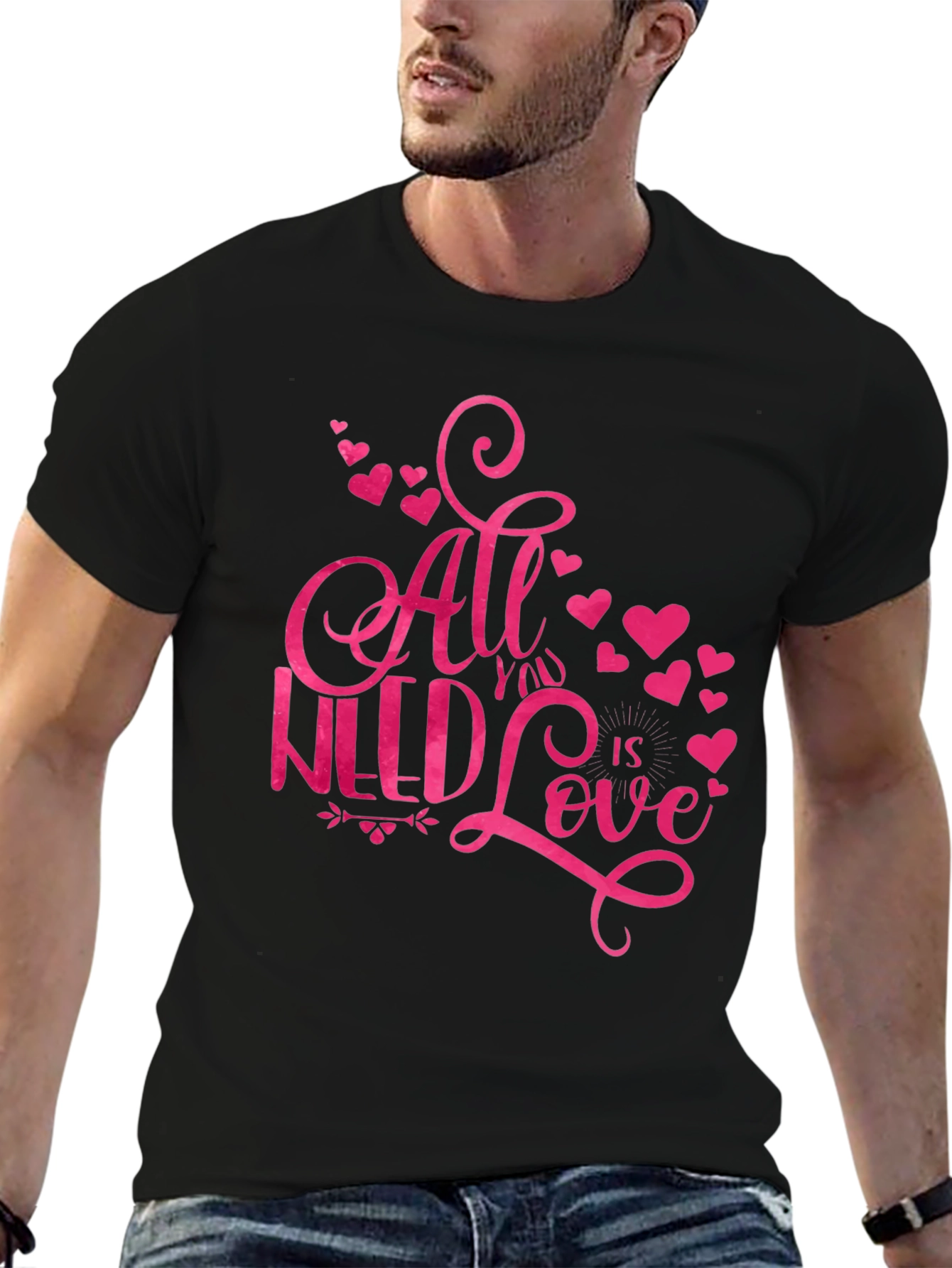 Black All You Need Is Love T-Shirt view 6