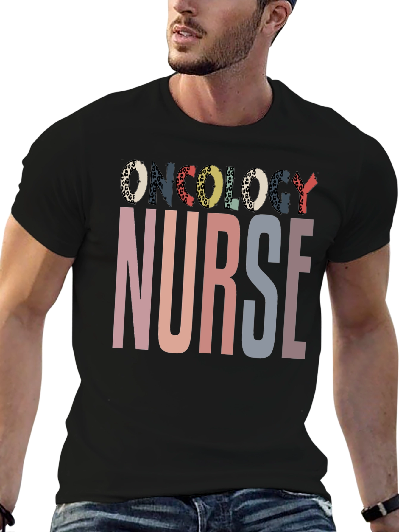 Black Oncology Nurse Graphic T-Shirt view 6