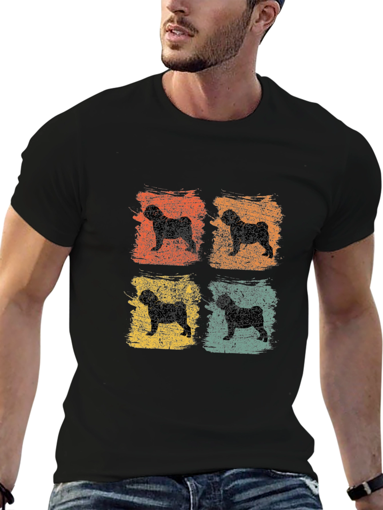 Black Retro Dog Silhouette T-Shirt - Vintage Style view 6
