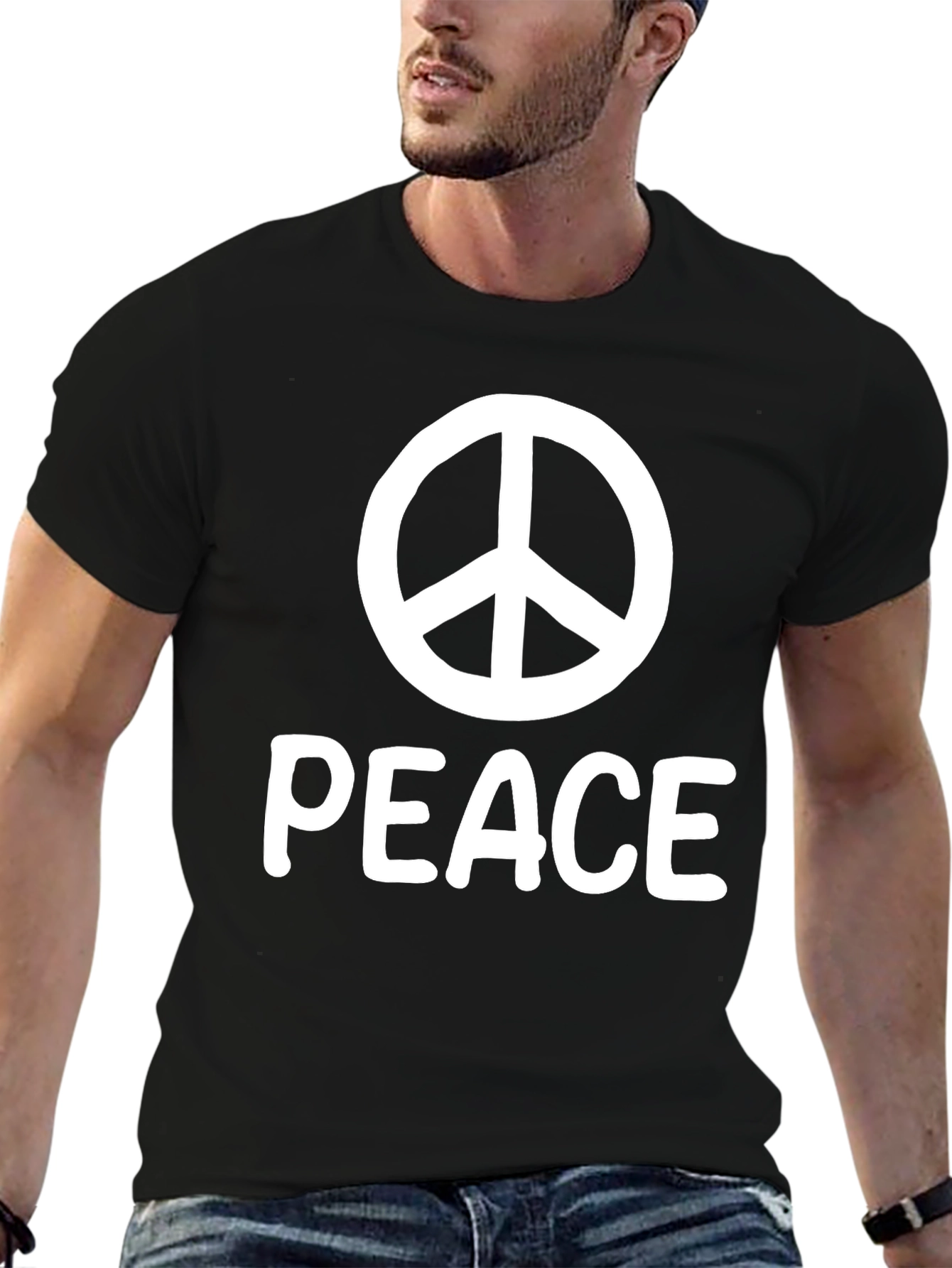 Black Peace Sign Graphic T-Shirt view 6