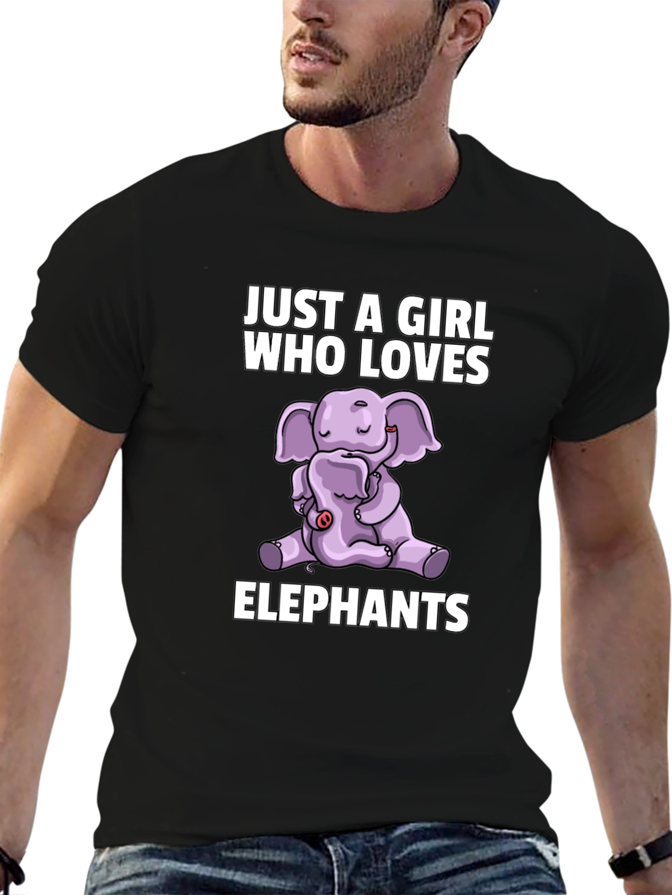 Black Elephant Lover's T-Shirt - Girl's Cute Elephant Design view 6