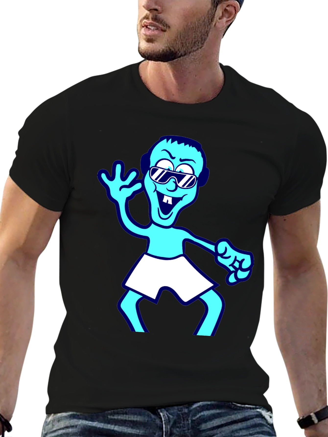 Black Cartoon Graphic T-Shirt - Black view 6