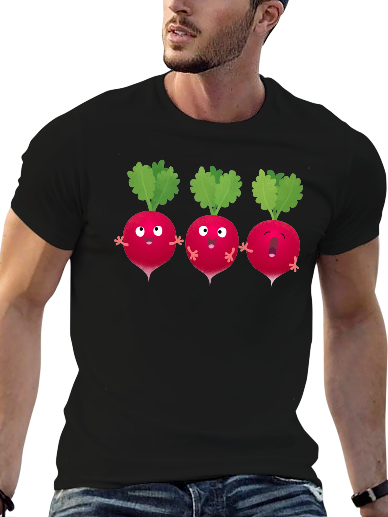 Black Radish Trio Graphic T-Shirt - Black Cotton Tee view 6