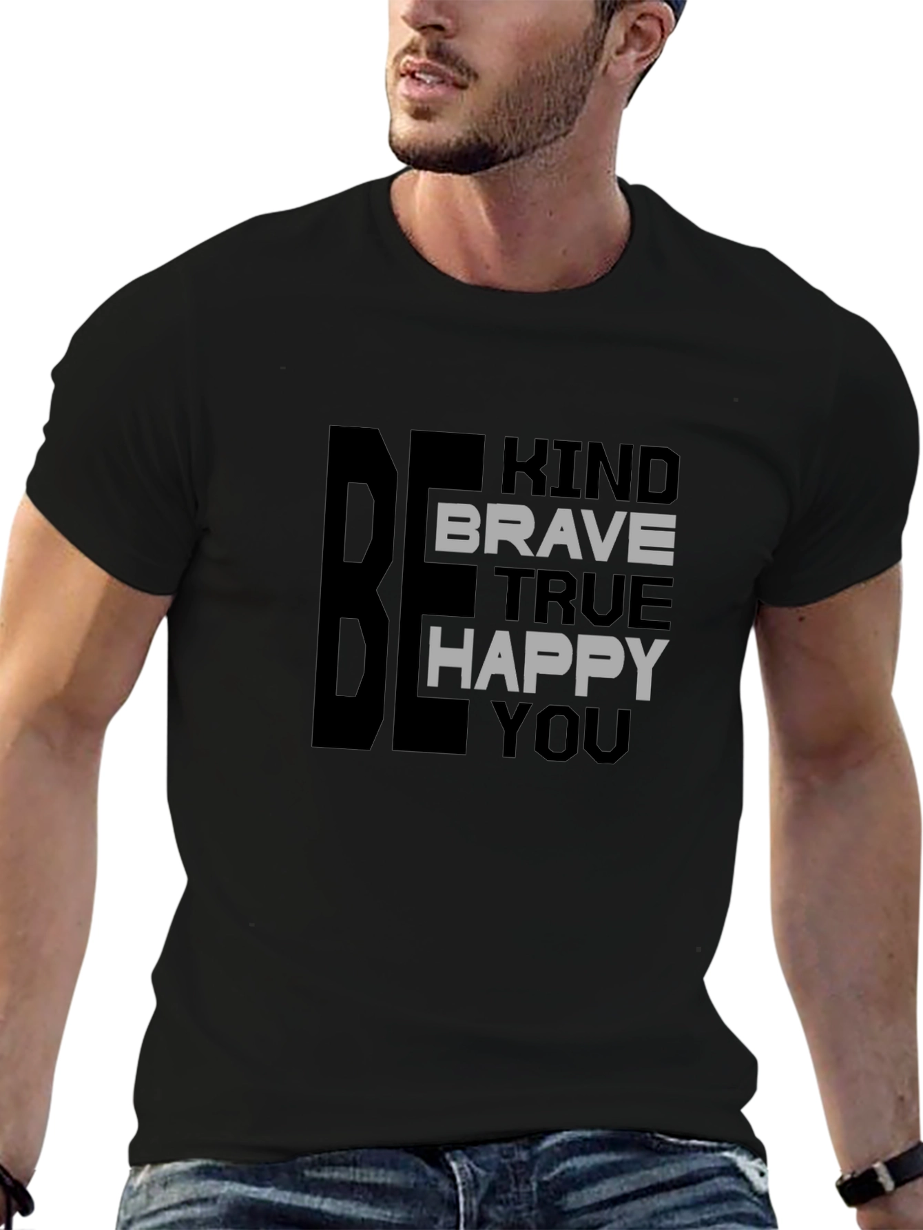 Black Be Kind Brave True Happy You T-Shirt view 6