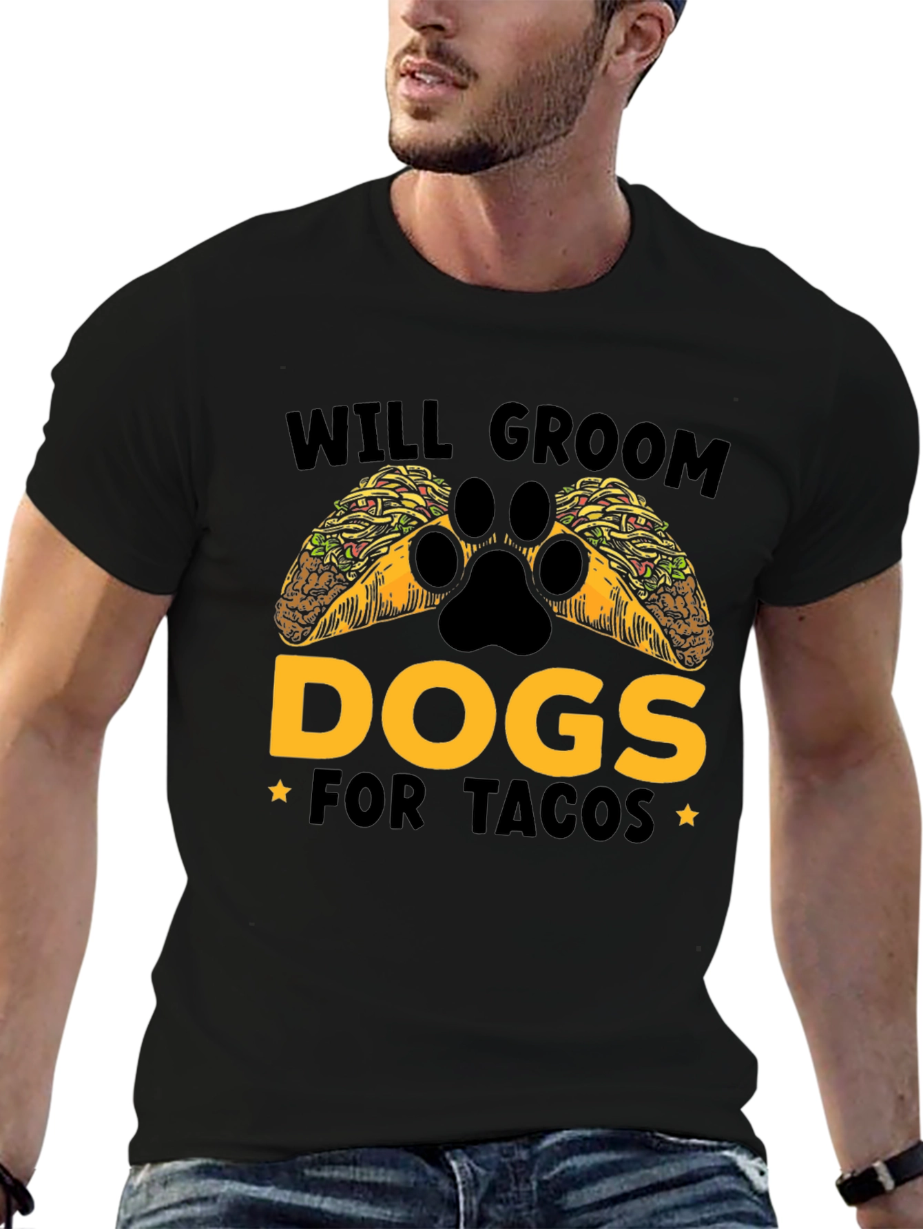 Black Will Groom Dogs for Tacos Funny T-Shirt view 6