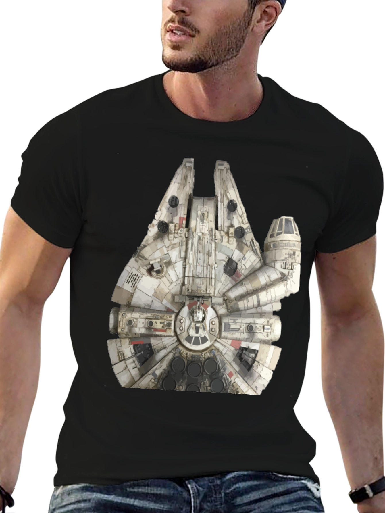 Black Millennium Falcon Graphic T-Shirt view 6