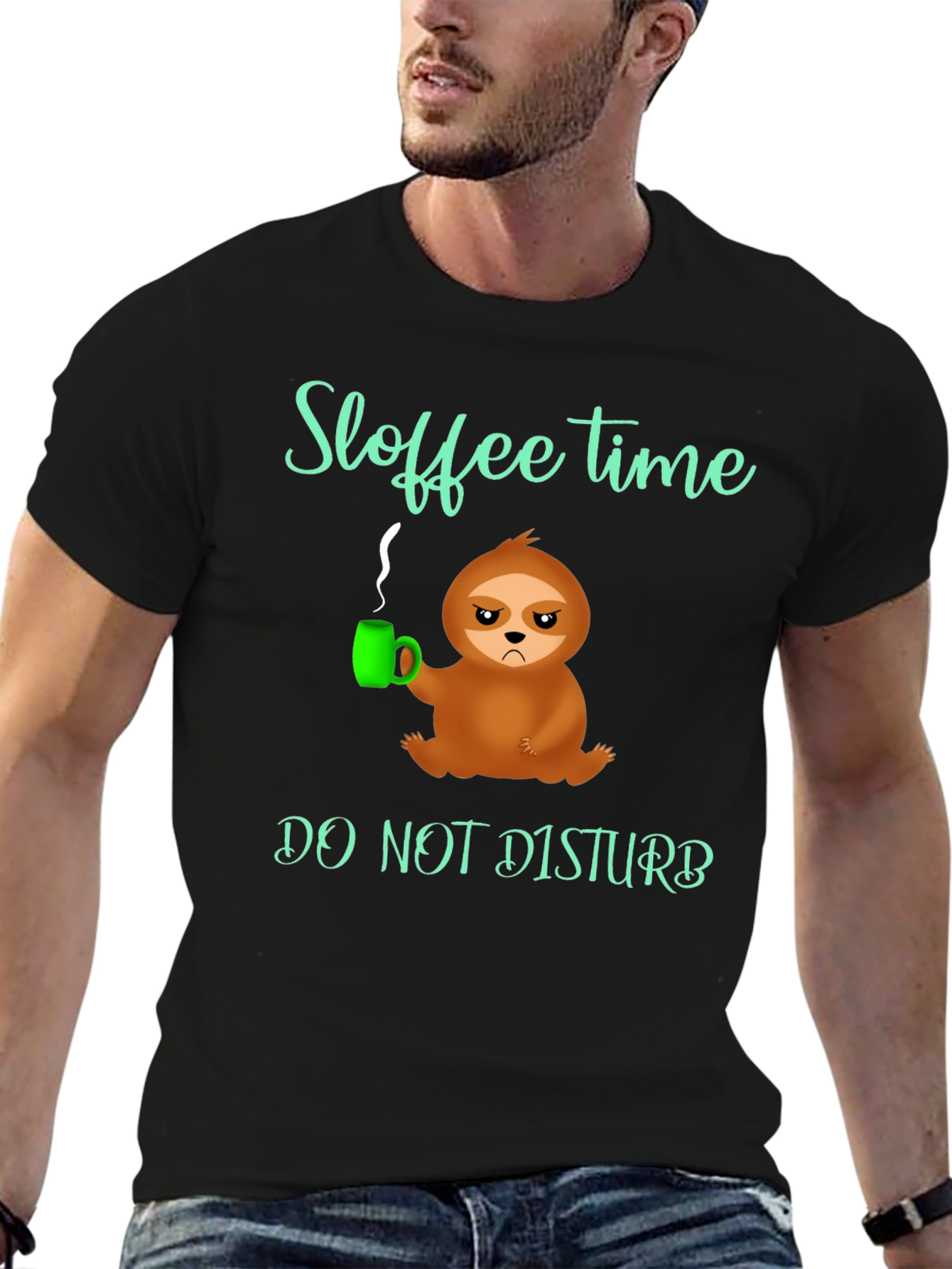 Black Sloffee Time Sloth Graphic Tee - Do Not Disturb view 6