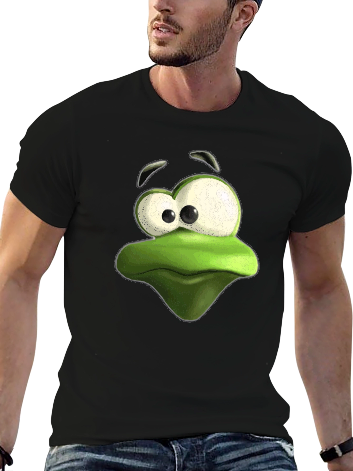 Black Frog Face Graphic Tee - Black Cotton T-Shirt view 6