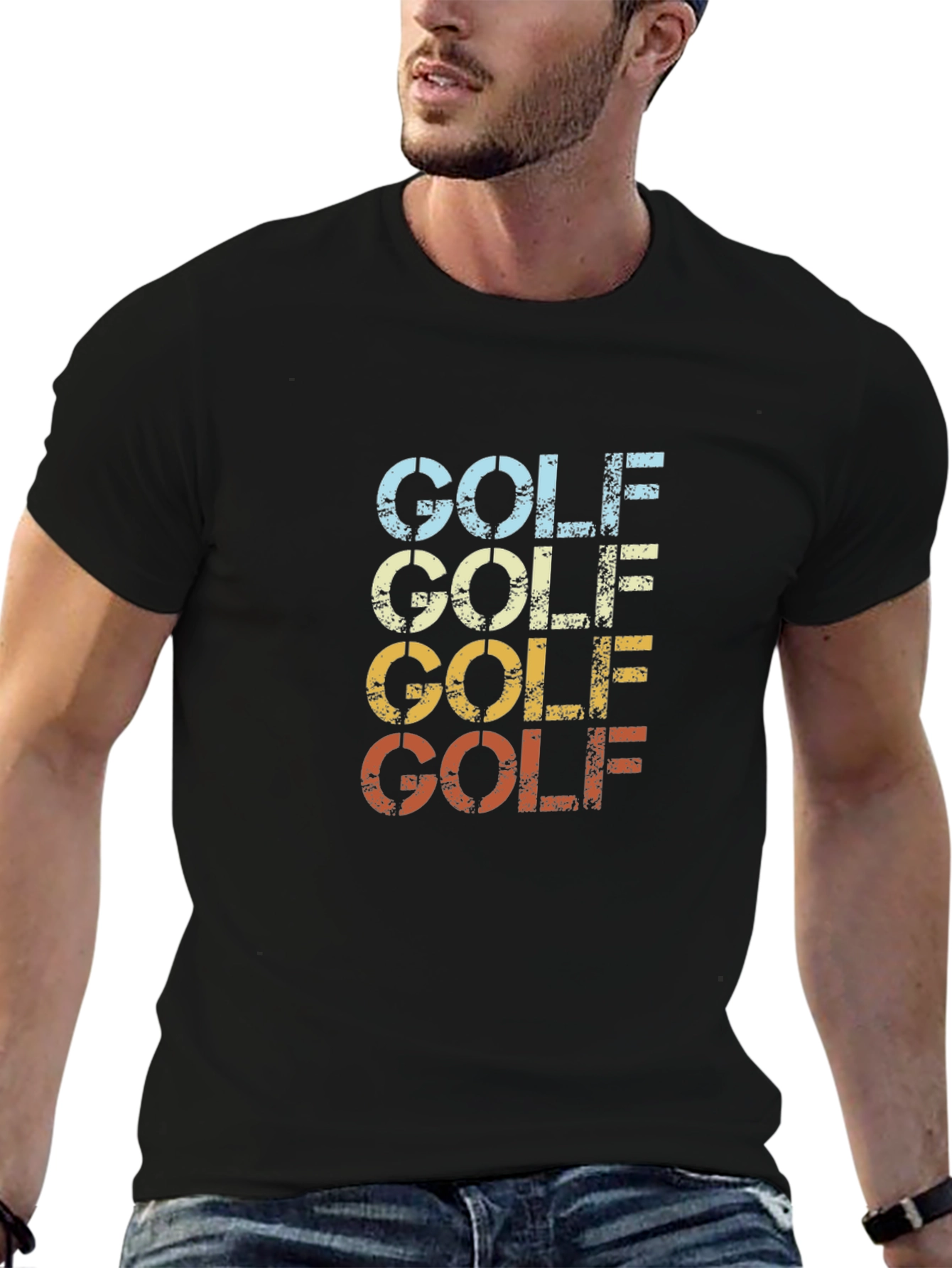 Black Retro Golf T-Shirt - Vintage Style Tee view 6