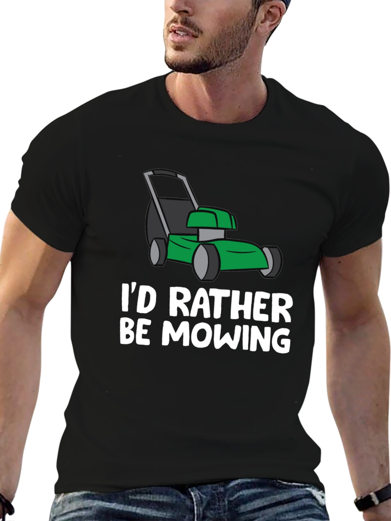 Black Funny Mowing T-Shirt - Lawn Care Humor view 6
