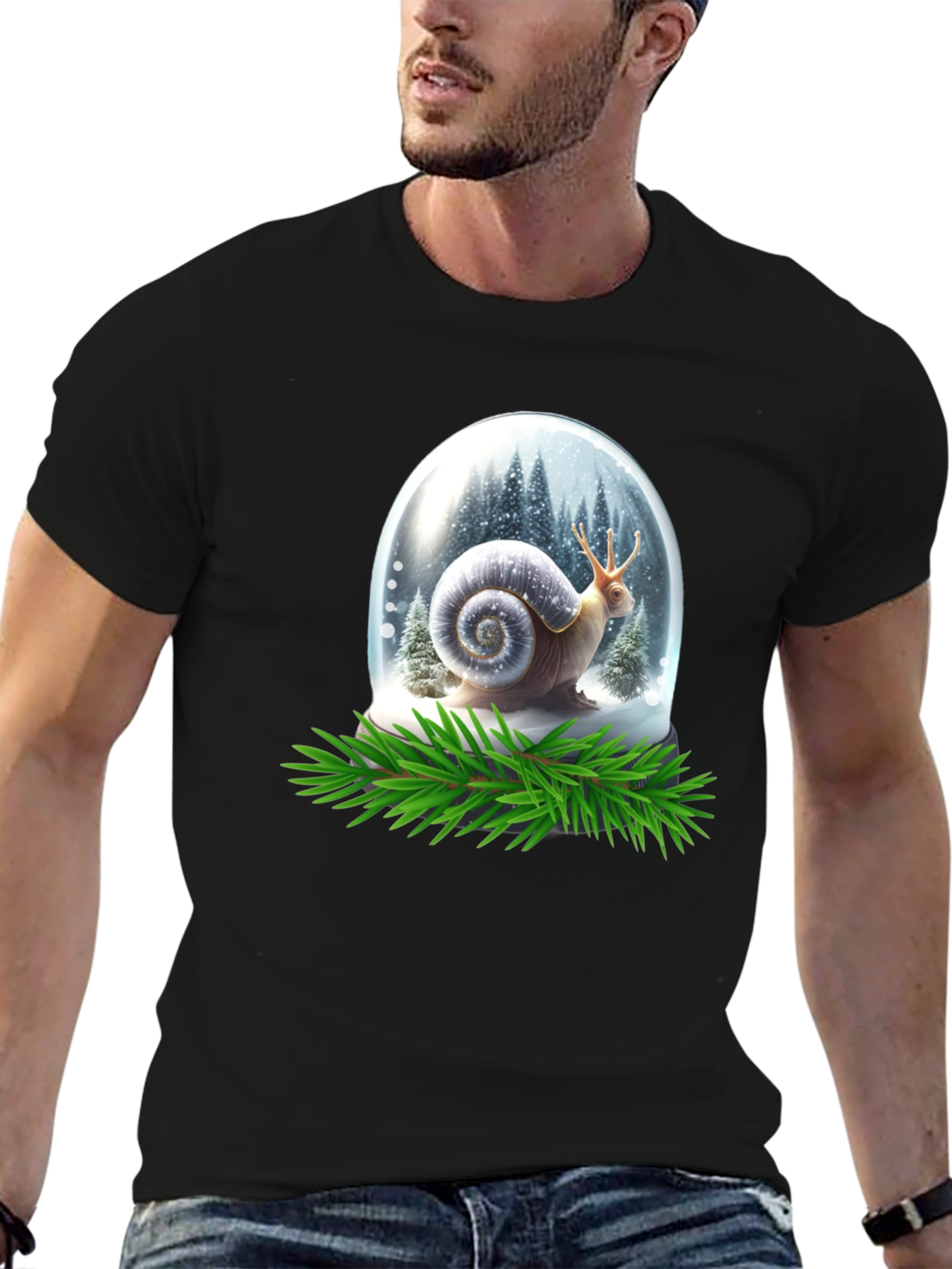 Black Snail Snow Globe Graphic Tee view 6