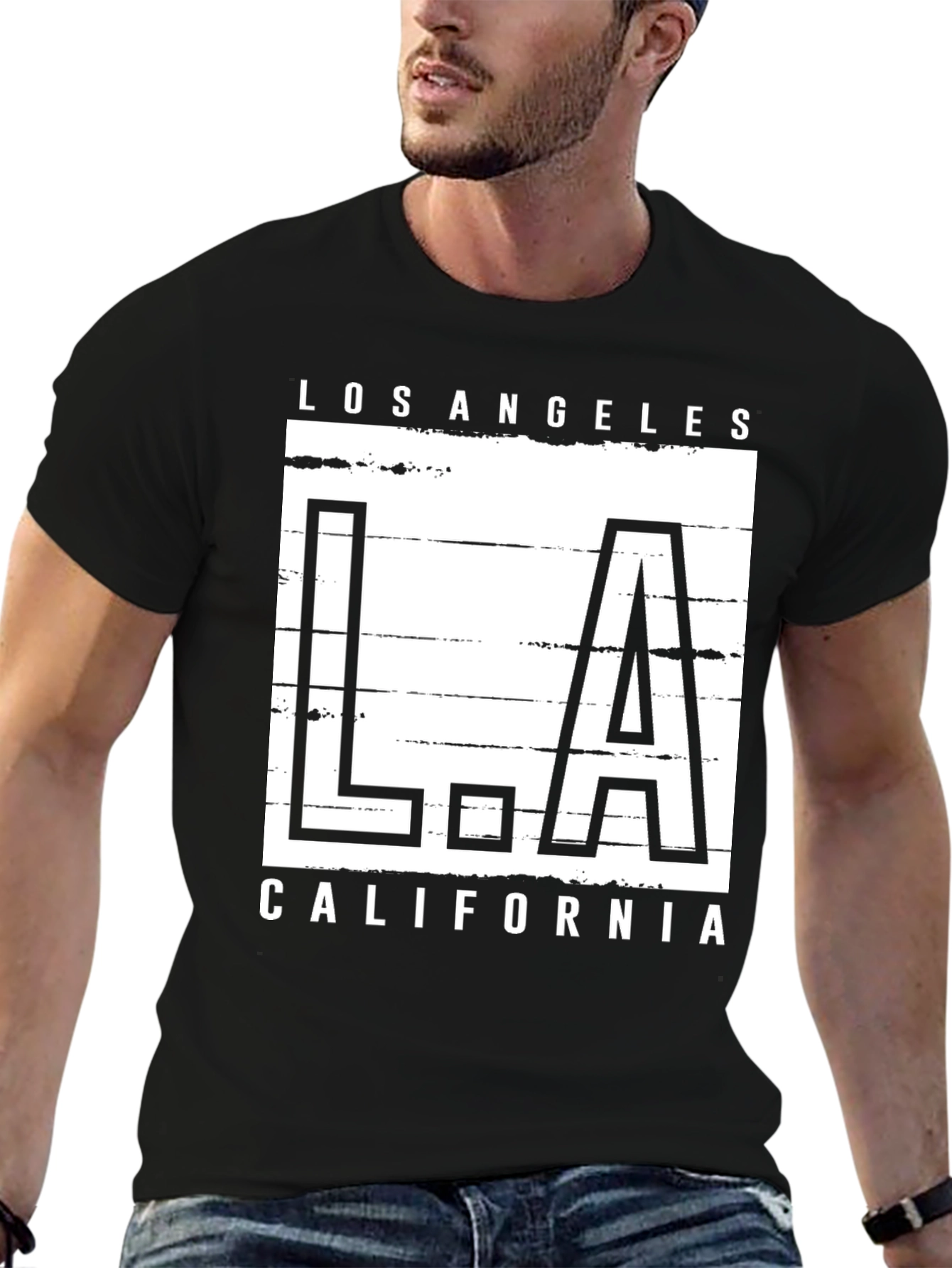 Black Los Angeles California Graphic Tee - Black view 6