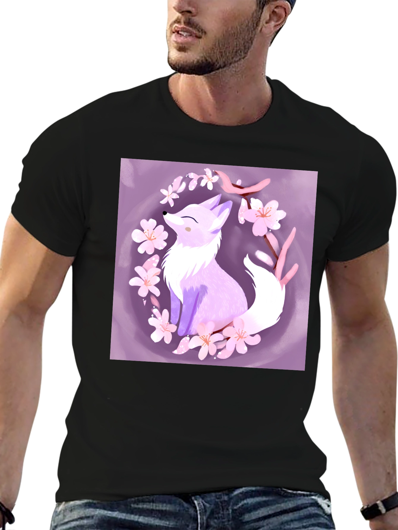 Black Fox Blossom Graphic Tee - Stylish & Unique view 6