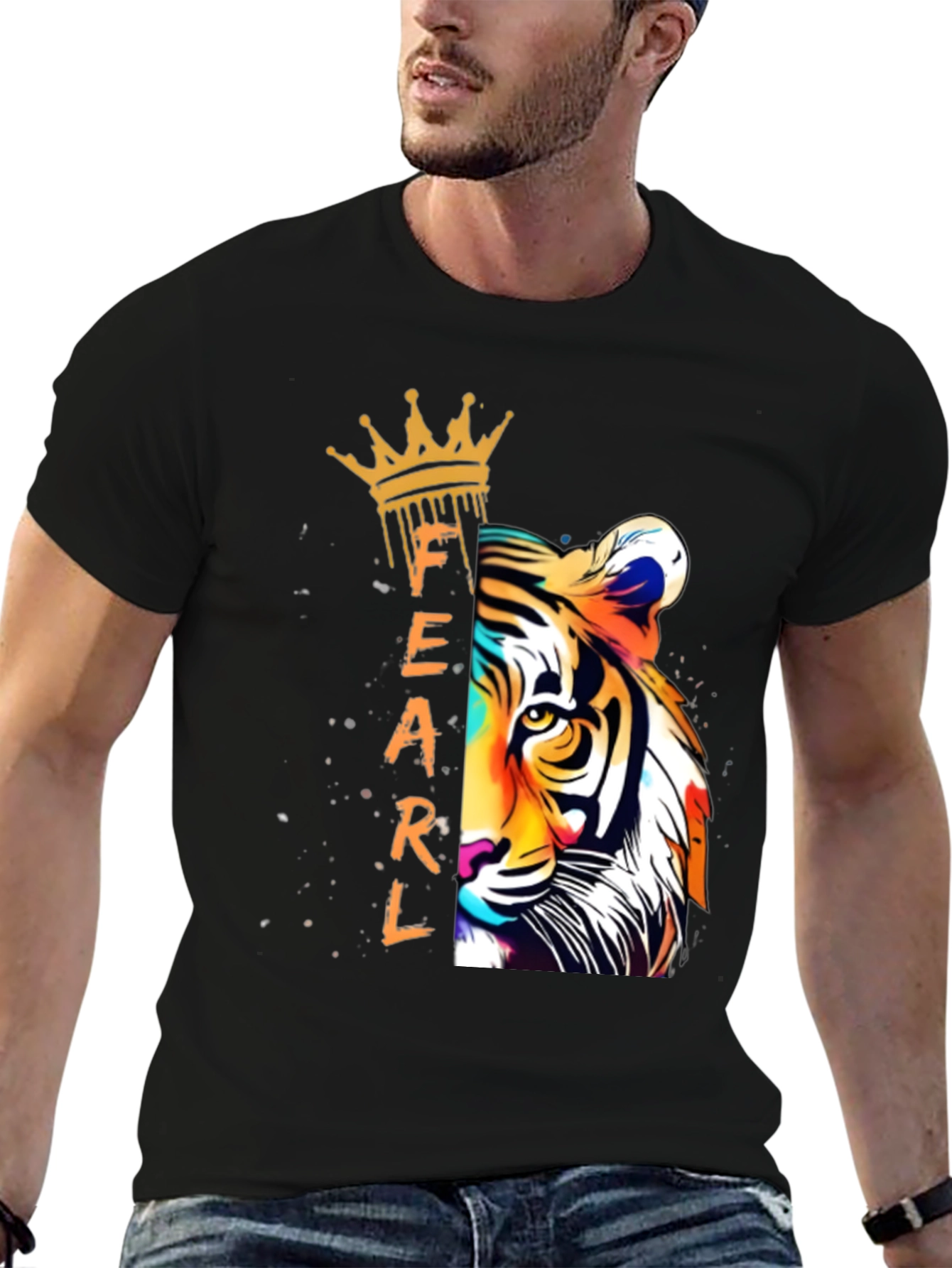 Black Fearless Tiger Graphic Tee - Black view 6